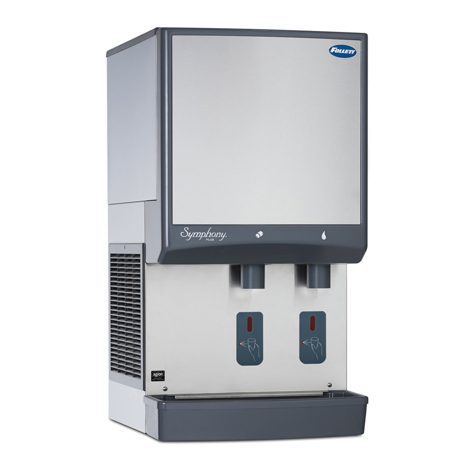 Follett 25CI414A-S 425 lb Countertop Water & Nugget Ice Dispenser for Commercial Ice Machines - 25 lb Storage, Cup Fill, 115v, 425 lb Daily Production, Stainless Steel