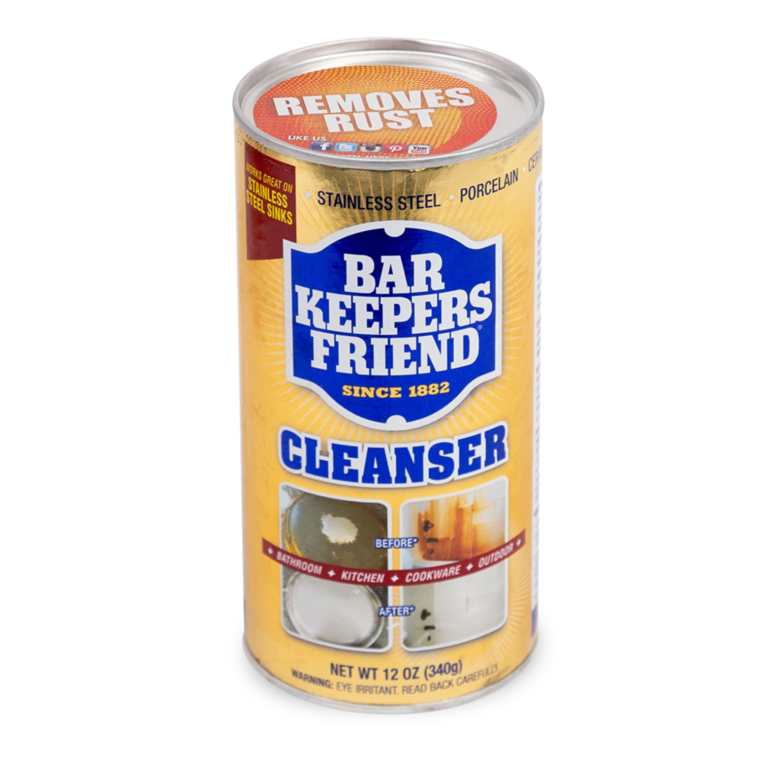 John Boos BKF-P12 12 oz Bar Keepers Friend Stainless Steel Cleaner, 12-oz. Can, Cleans & Polishes