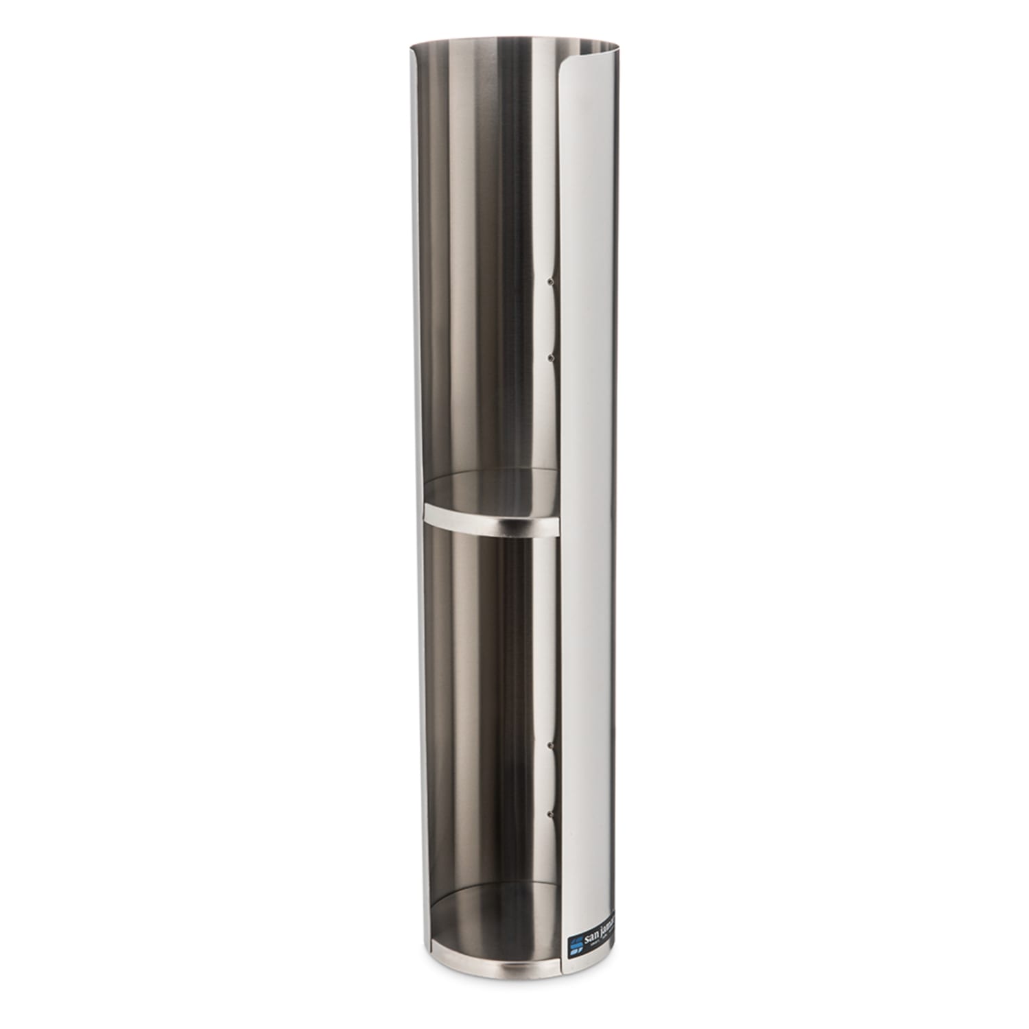 San Jamar L3502 Lid Dispense 1 Sleeve For 12 46 oz Lids, Stainless Steel, Two-Tier, Wall Mount