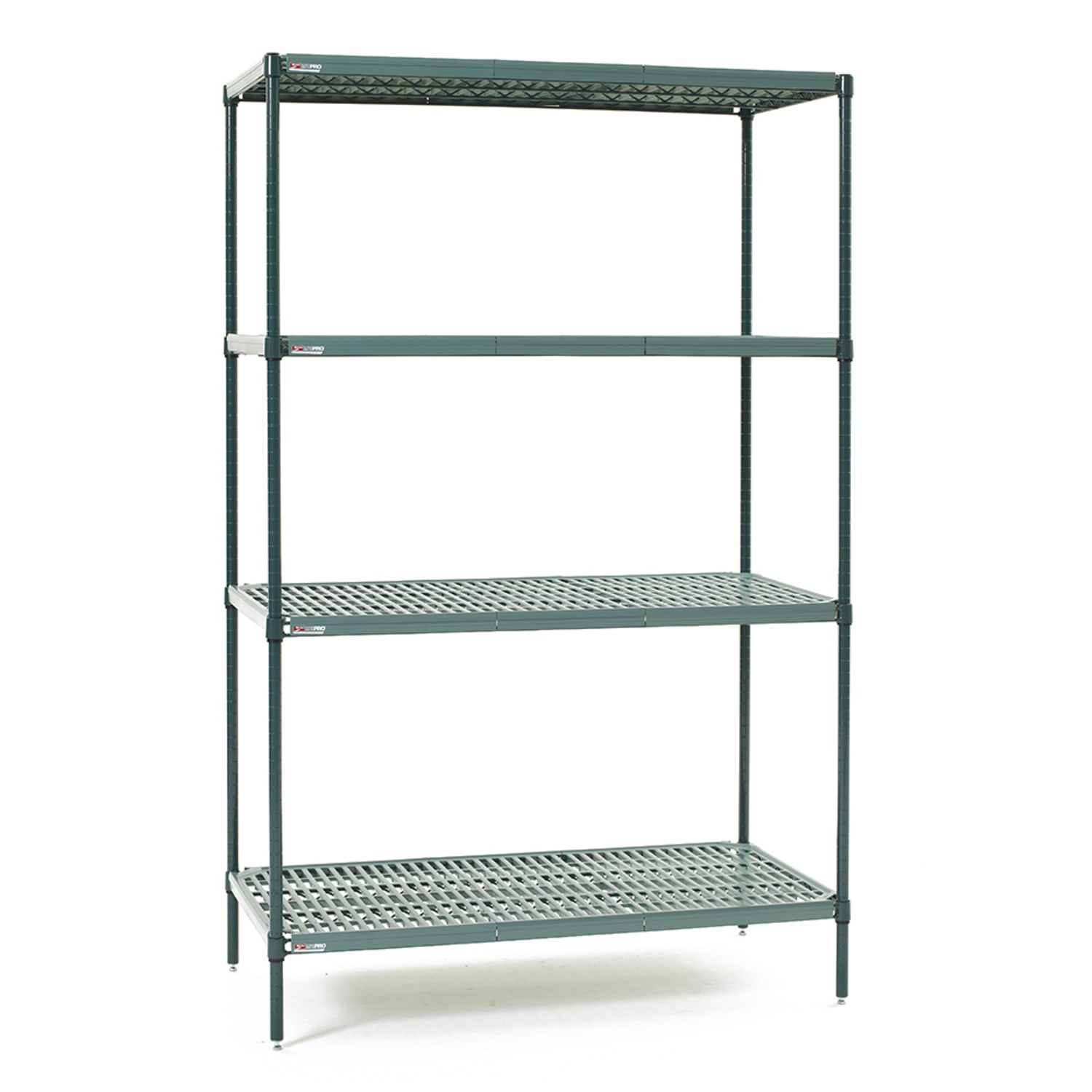 Metro EZPR1836NK3-4 36 NSF 4-Tier Heavy-Duty Epoxy Coated Wire Shelving Unit - Super Erecta Pro, 18W, 74H, 4 Wire Tiers, Green