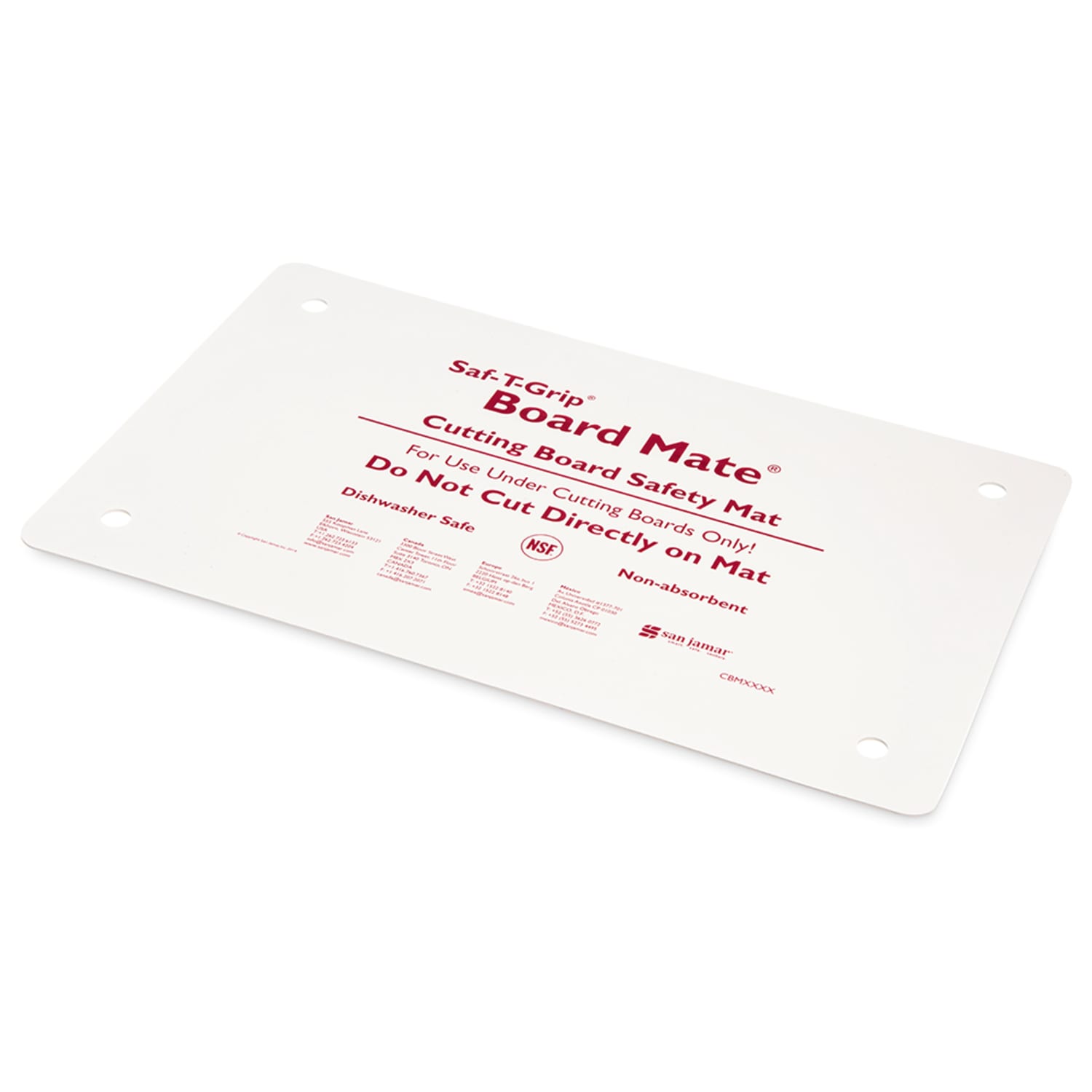 San Jamar CBM1016 Cutting Board-Mate, 10 x 16 in, Non-Absorbent Synthetic Rubber, NSF, White