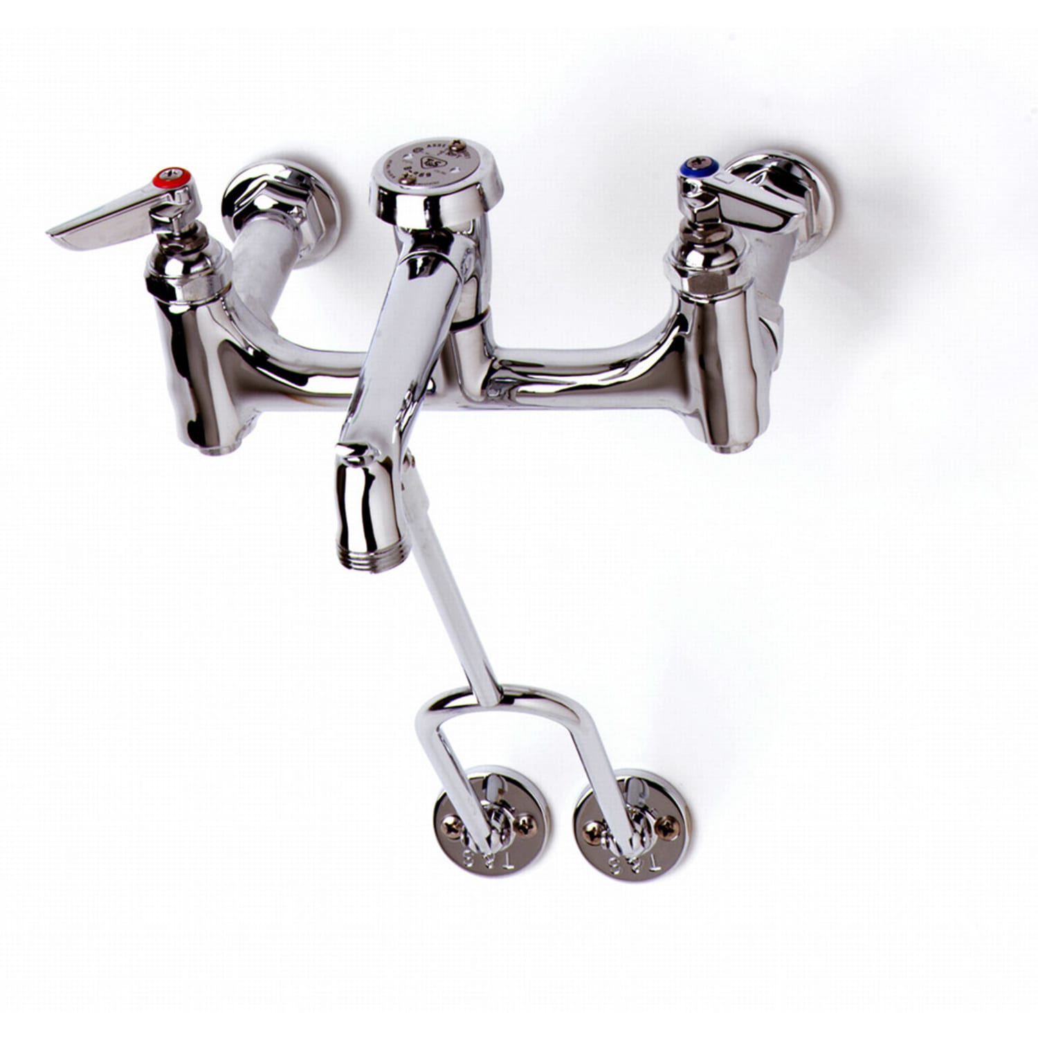 T&S B-0655-BSTP Service Sink Faucet, 11 5/8 in Wall to Outlet Center, Polished Chrome, 8"" Adjustable Centers, Pail Hook