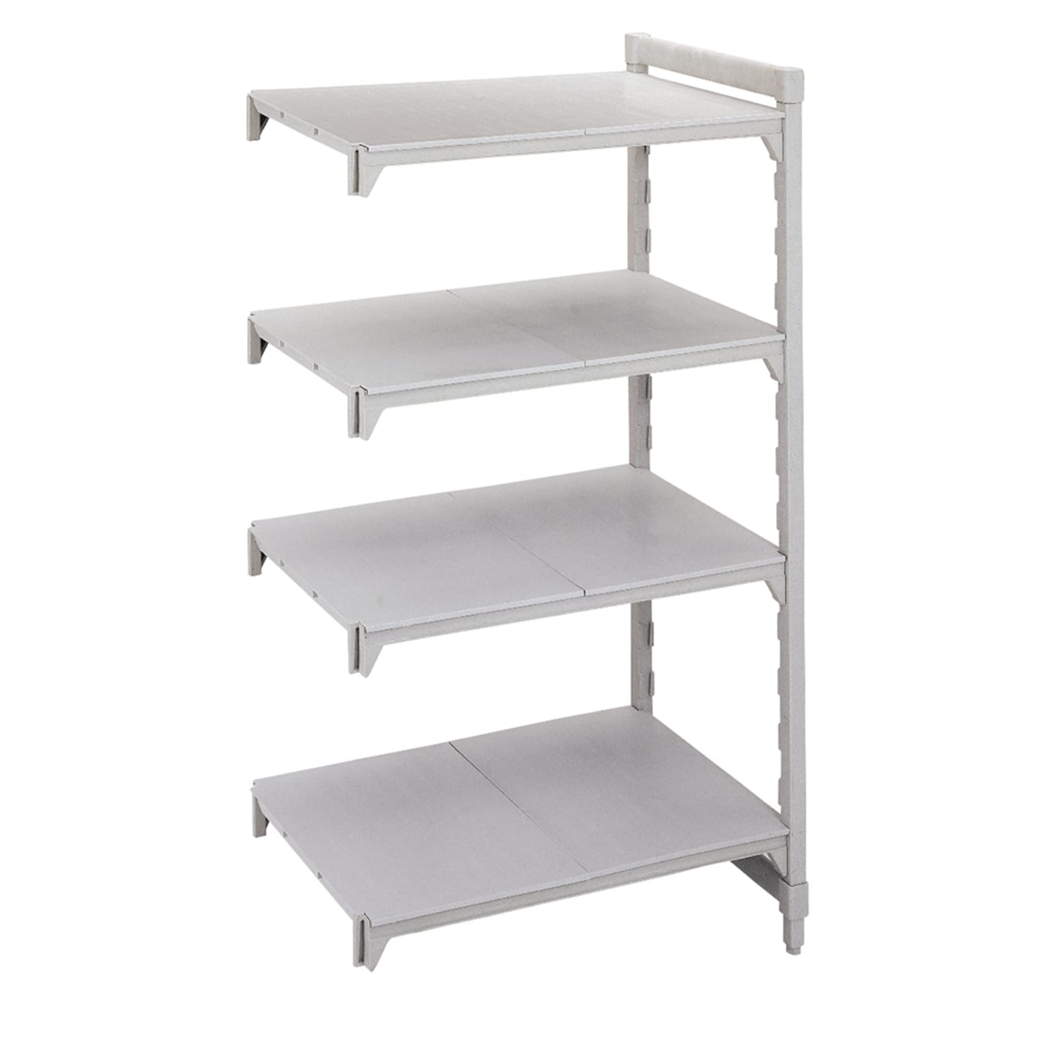 Cambro CPA184884S4PKG 48 NSF 4-Tier Heavy-Duty Plastic Shelving Unit - Camshelving Premium, 18W, 84H, 4 Solid Shelves, Antimicrobial Protection, Gray