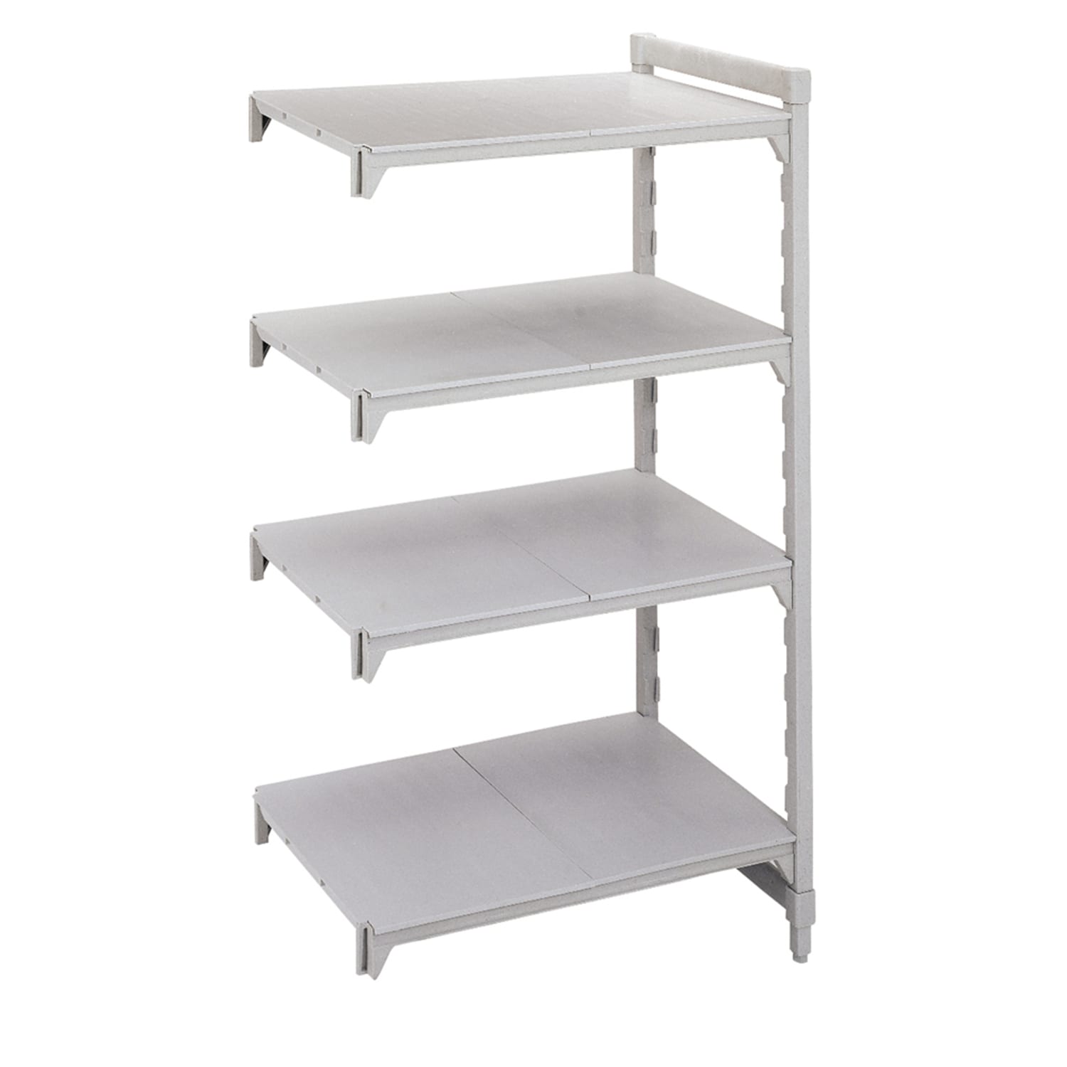Cambro CPA185484S4PKG 54 NSF 4-Tier Heavy-Duty Plastic Shelving Unit - Camshelving Premium, 18W, 84H, 4 Solid Shelves, Antimicrobial Protection, Gray