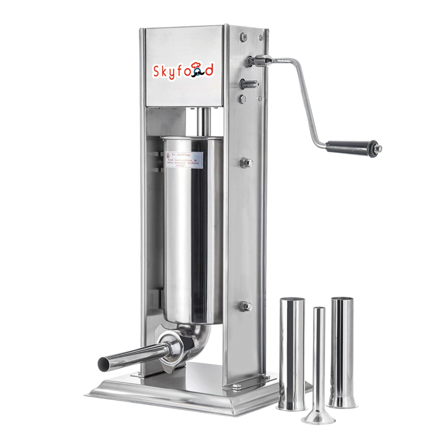 Skyfood 15VF 30 lb Manual Vertical Sausage Stuffer w/ 4 Tubes, Stainless Steel