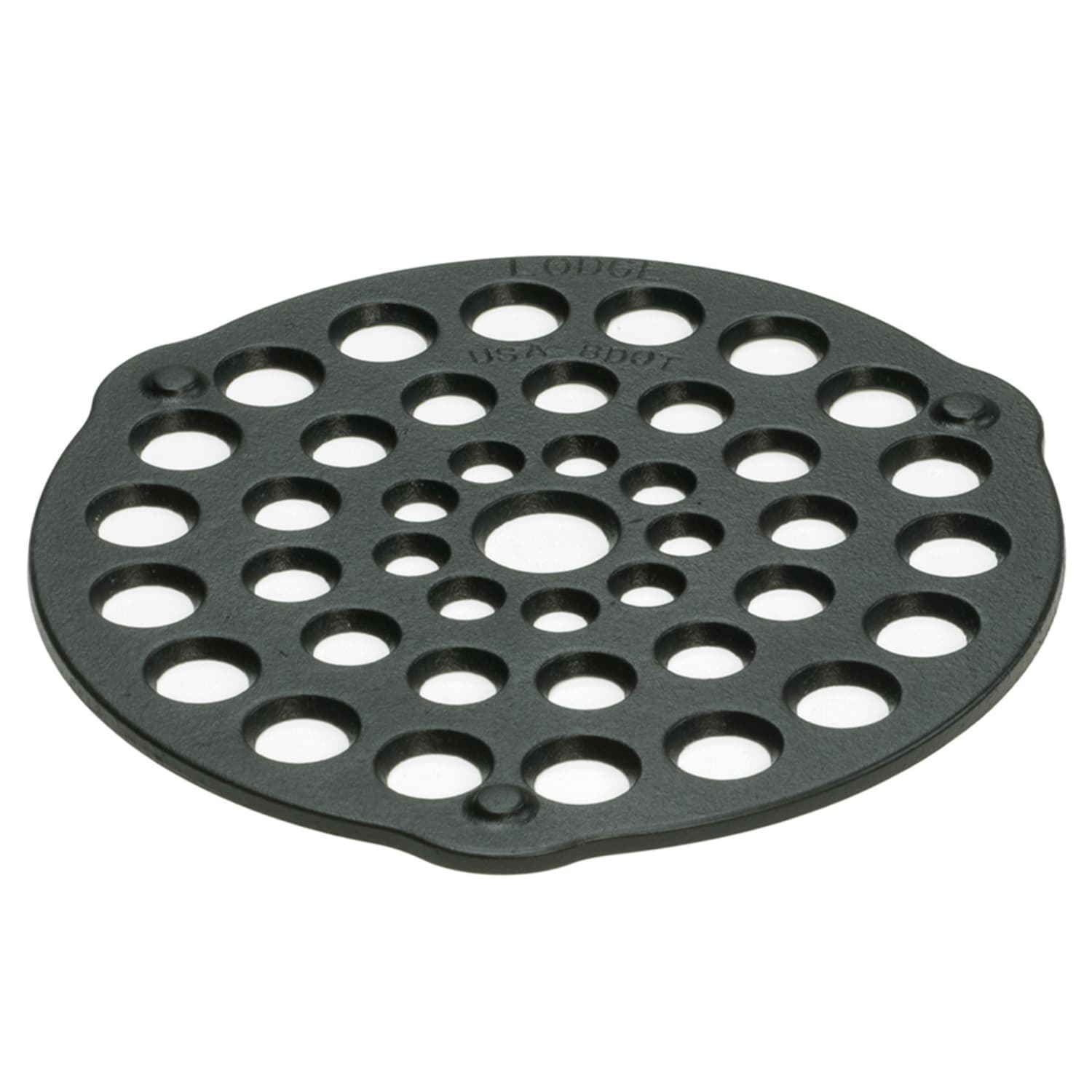 Lodge L8DOT3 8 Round Cast Iron Trivet, Black
