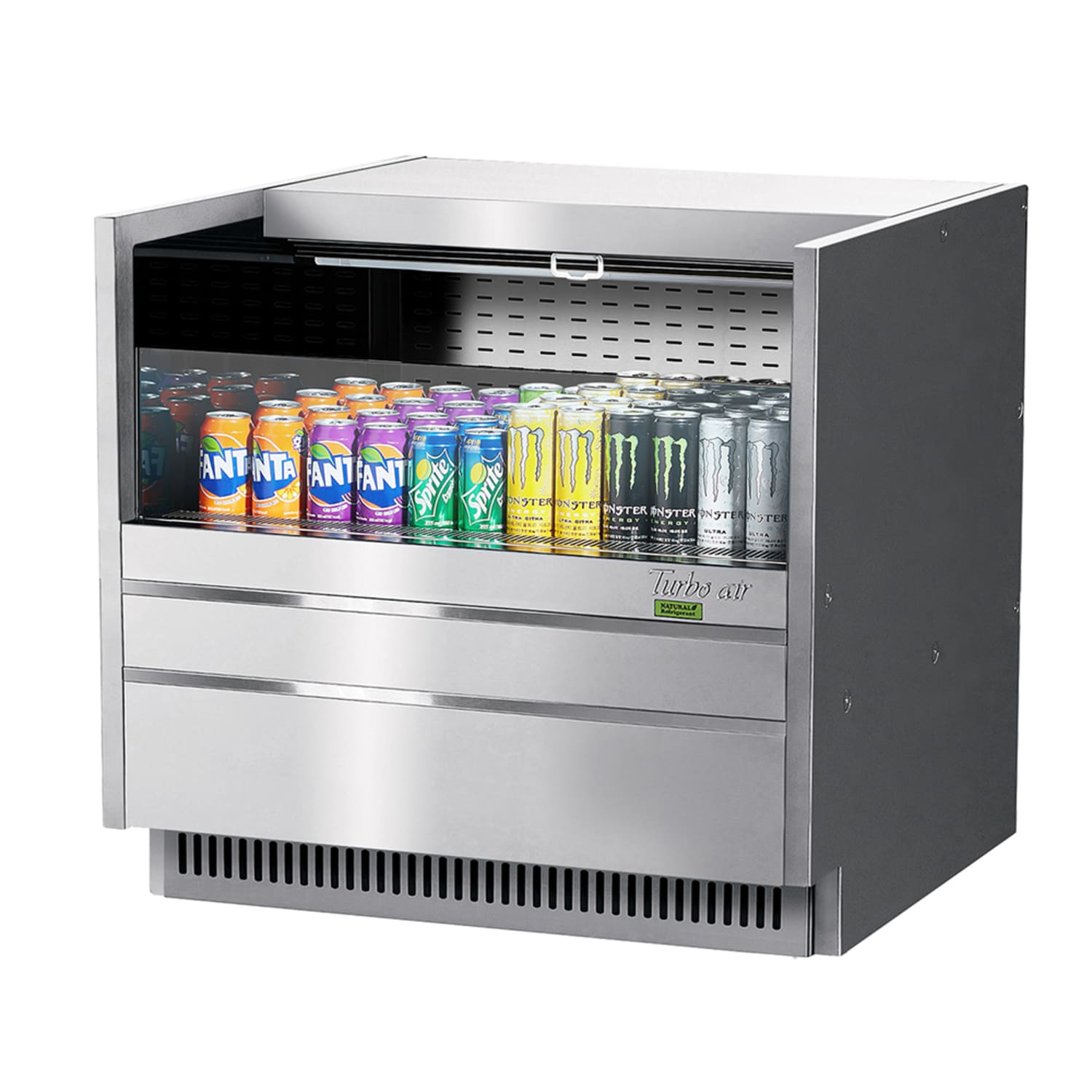 Turbo Air TOM-36UC-S-N 36 1/4 Drop In Open Air Cooler w/ 1 Level, 115v, Low Profile, 5 cu. ft. Capacity, Silver