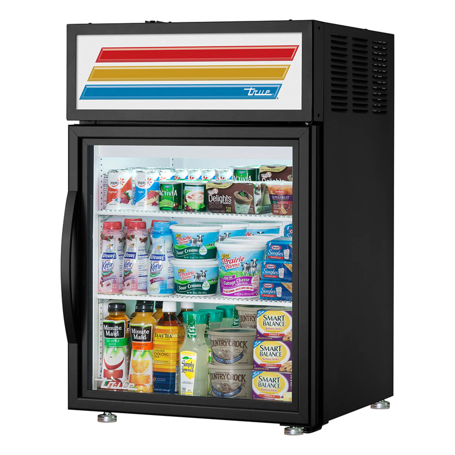 True GDM-05-HC~FGD01 BLK 24 Countertop Display Refrigerator w/ Front Access - Swing Door, Black, Right Hinge, 115v, Illuminated Sign Panel