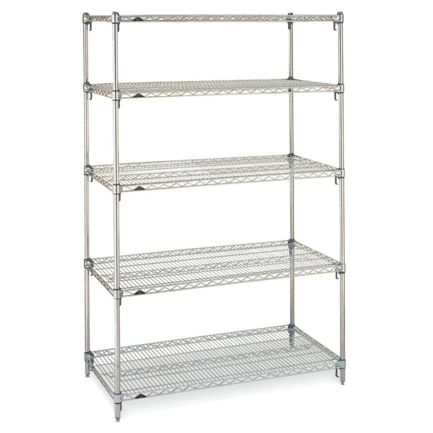 Metro 5A577C 72 NSF 5-Tier Heavy-Duty Chrome Wire Shelving Unit - Super Erecta, 24W, 74H, 5 Tier, 72"" x 24"" x 74"", Silver