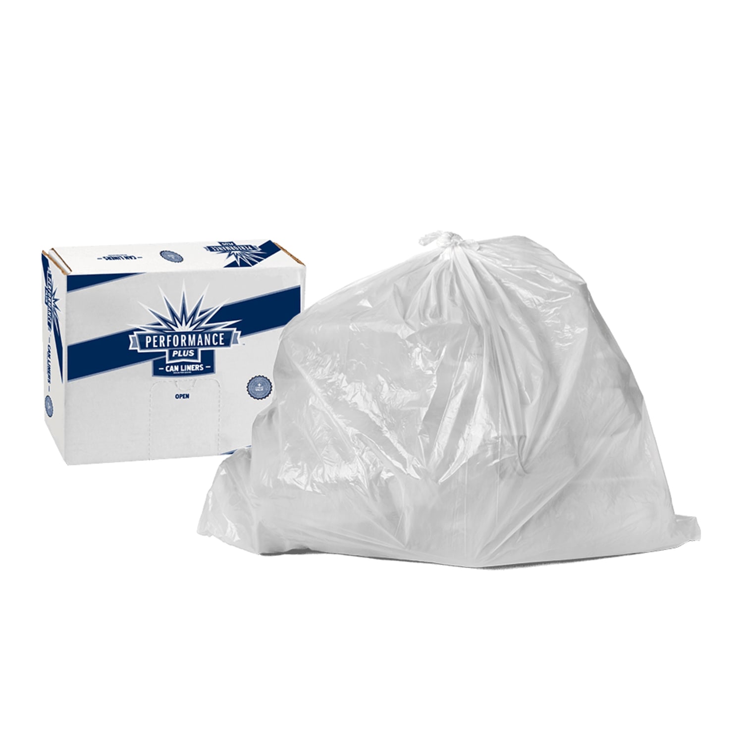 Performance Plus PH386017N 60 gal Can Liner - .55 mil, White, 0.55 mil
