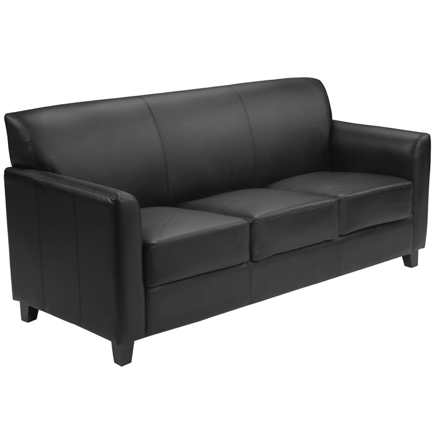 Flash Furniture BT-827-3-BK-GG 70 Reception Sofa w/ Black LeatherSoft Upholstery - Black Wood Feet