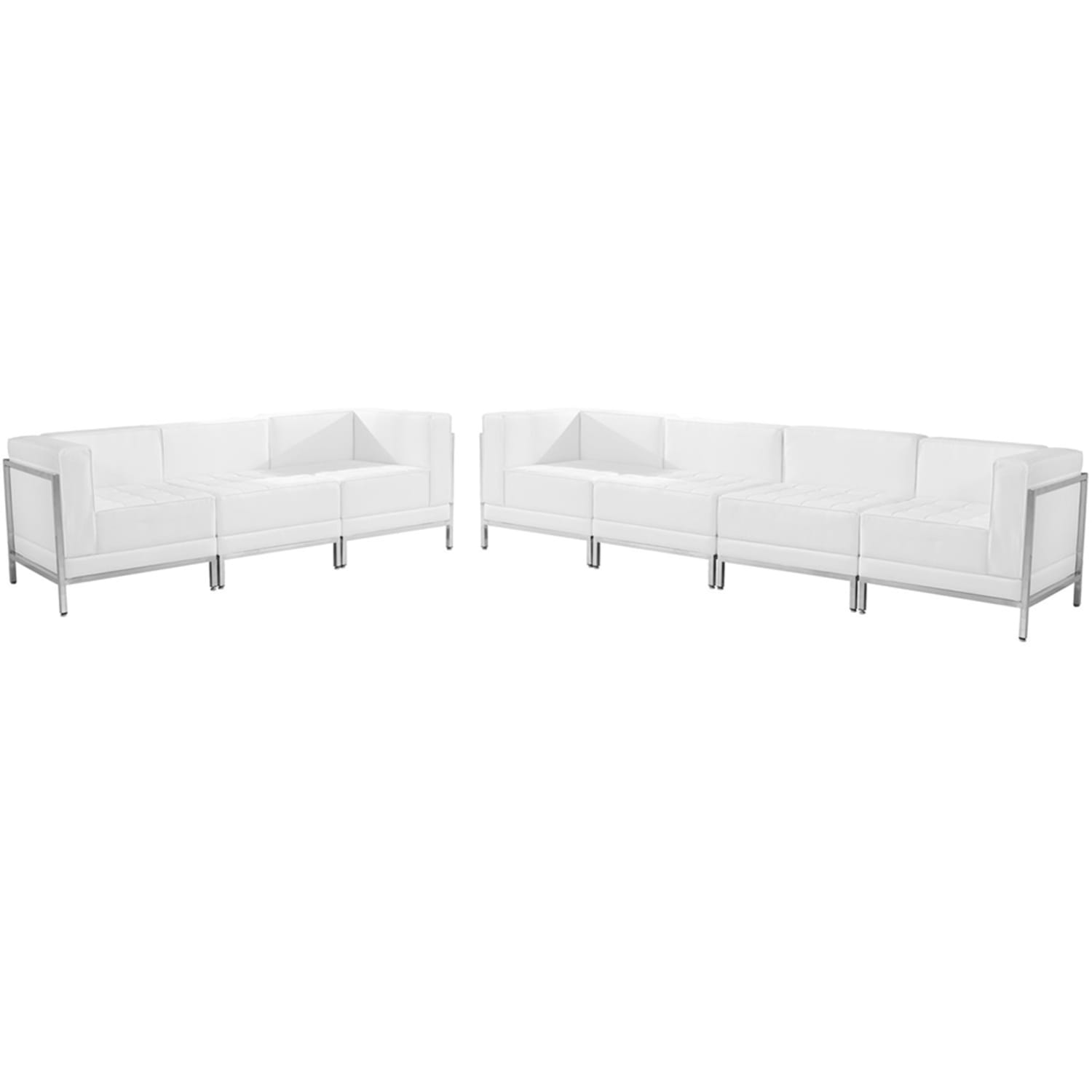 Flash Furniture ZB-IMAG-SET17-WH-GG 5 Piece Sofa Set - White LeatherSoft Upholstery, Stainless Steel Legs