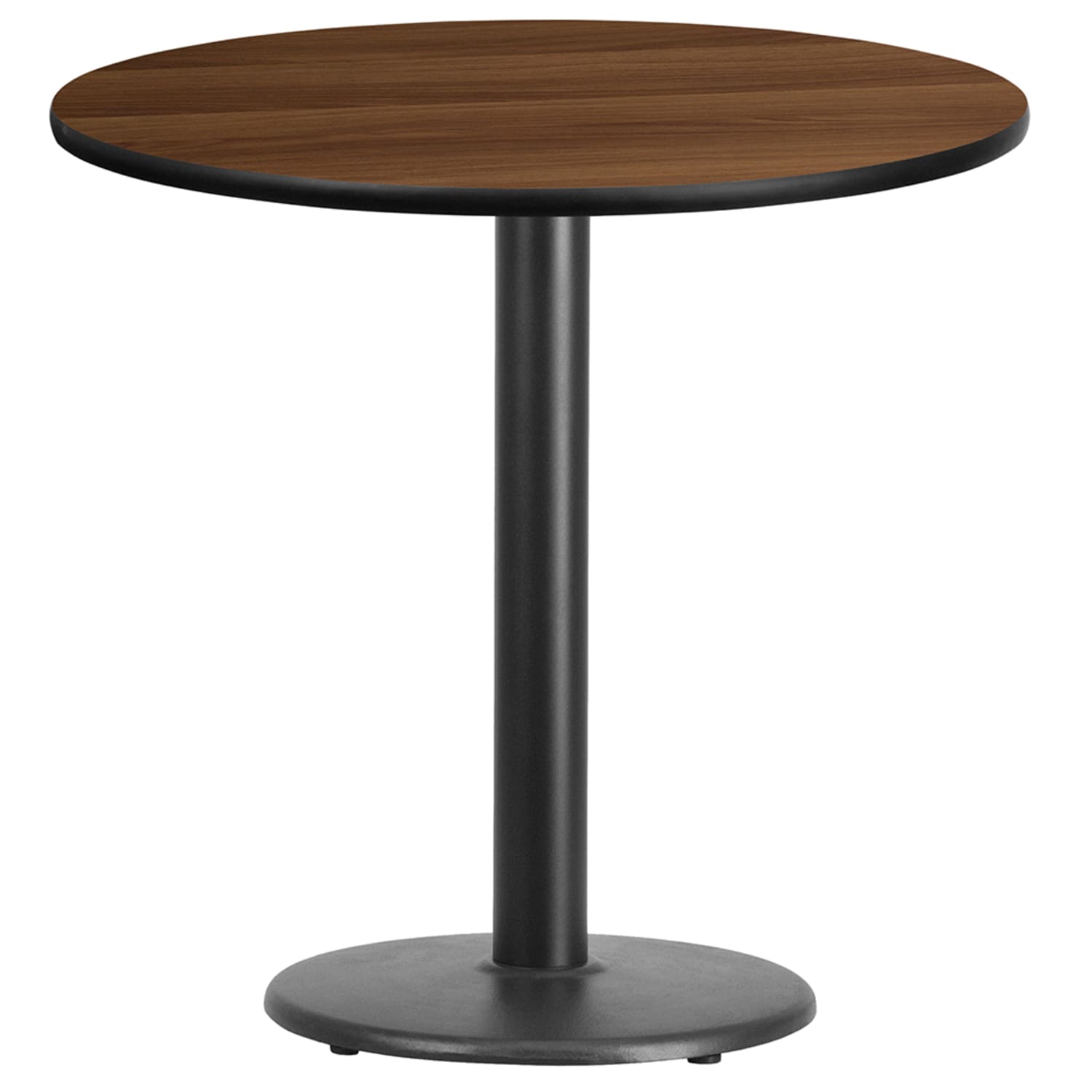 Flash Furniture XU-RD-30-WALTB-TR18-GG 30 Round Dining Height Table w/ Walnut Laminate Top - Cast Iron Base, Black