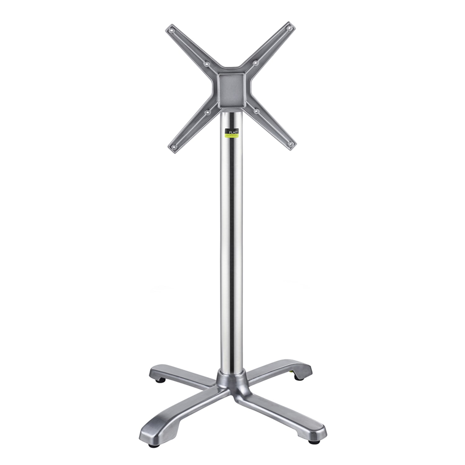 Flat Tech CT4333 Bar Height Table Base w/ Cross Base - 26 Cross Base - Polished Aluminum, Auto Adjustable, 26"" x 26"", Silver