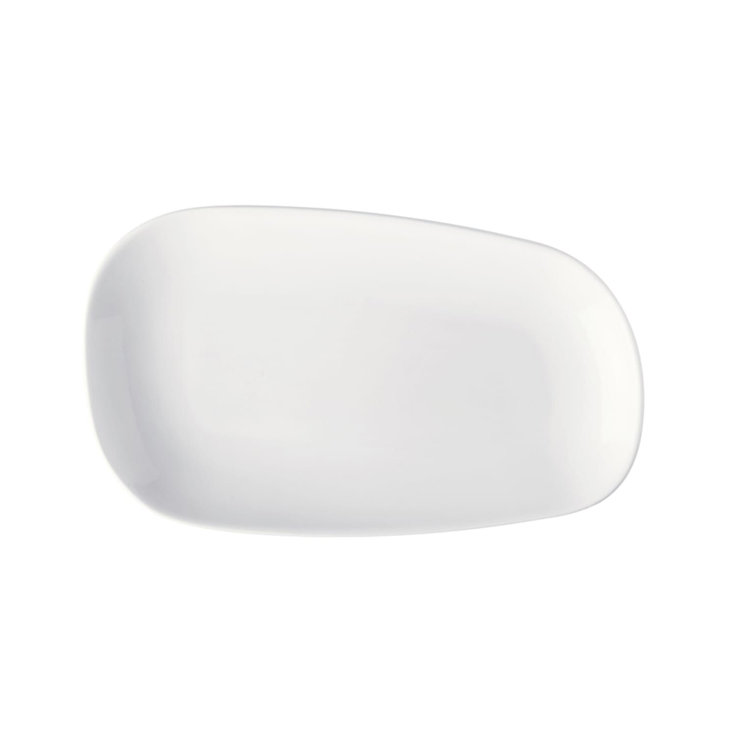 GET PA1101929524 9 3/4 x 5 3/4 Oblong Elegance Asymmetric Plate - Porcelain, Bright White
