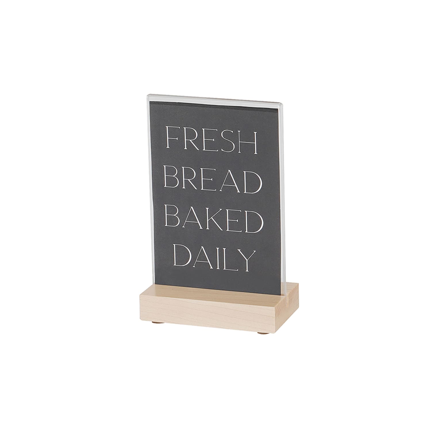 Cal-Mil 22361-46-71 Tabletop Sign w/ Acrylic Insert & Maple Wood Base - 4 x 6, Brown