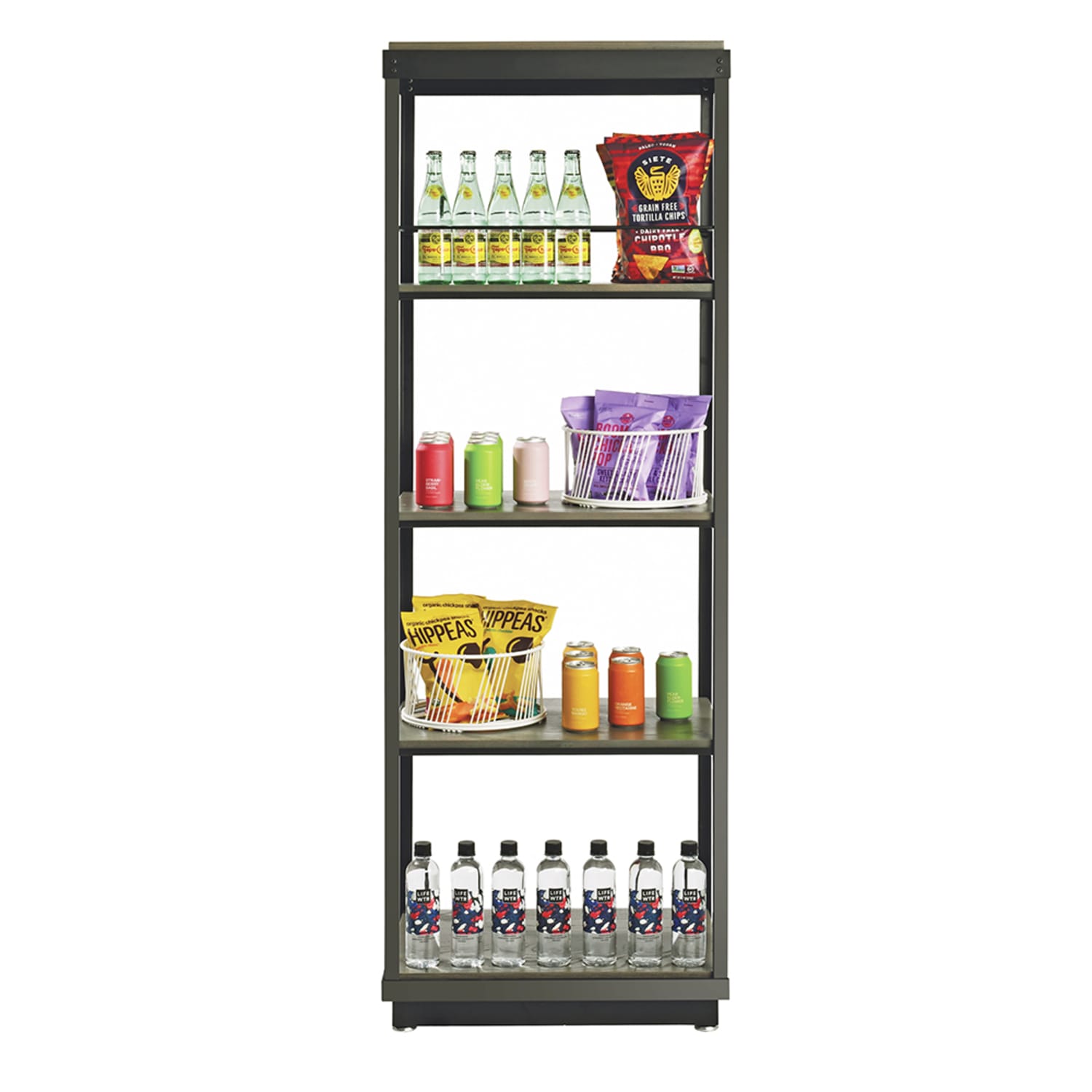 Cal-Mil 22343-5-83 5 Tier Ashwood Merchandising Cart w/ Gray Oak Shelves & Metal Frame - 24W x 16D x 72H