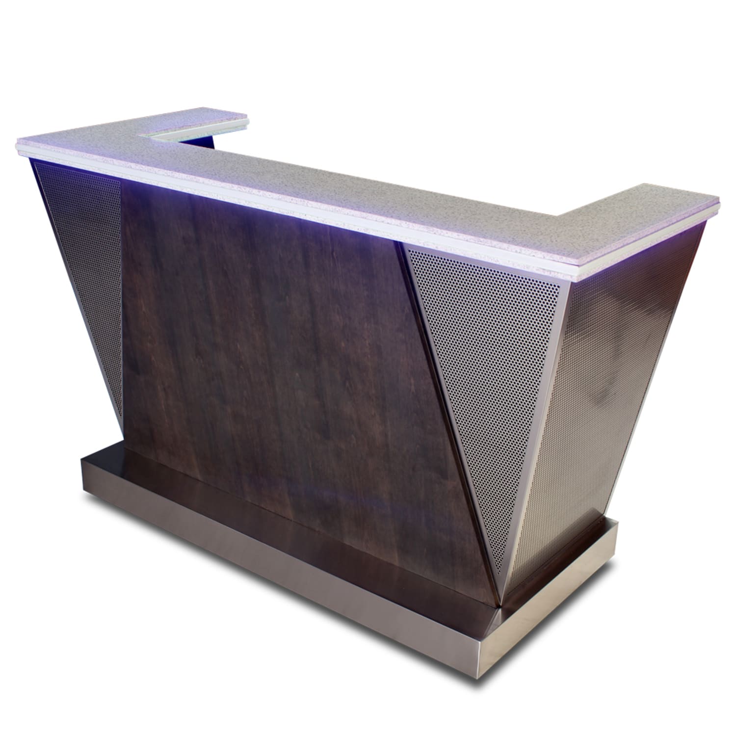 Forbes Industries 5783-6 Mobile Bar w/ 1 Sink, 2 Speed Rails, & 3 Glass Racks - 80 1/4L x 33W x 47 1/2H, Silver