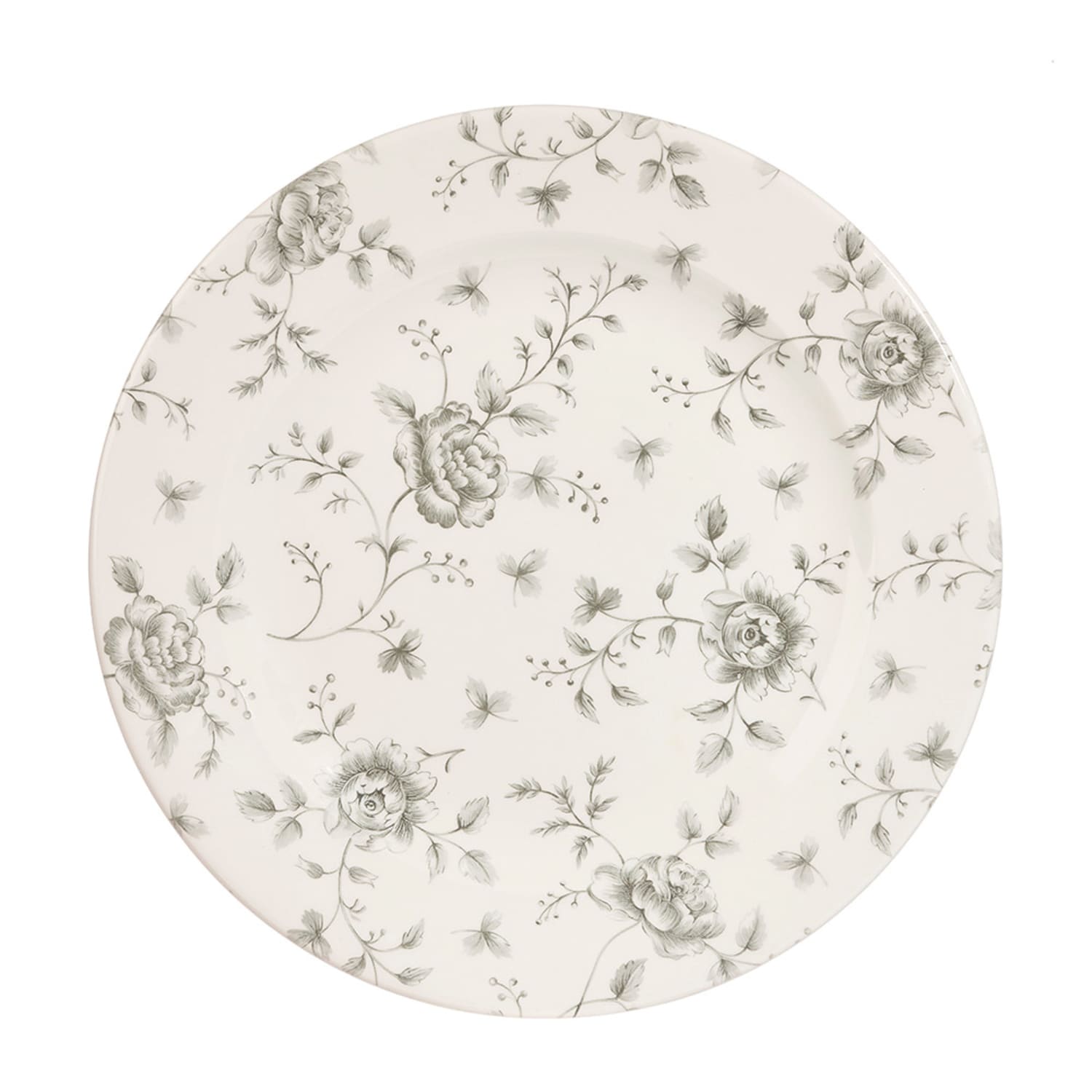 Churchill RCGVP111 12 Round Vintage Prints Profile Plate - Ceramic, Gray Rose Chintz, Case of 6