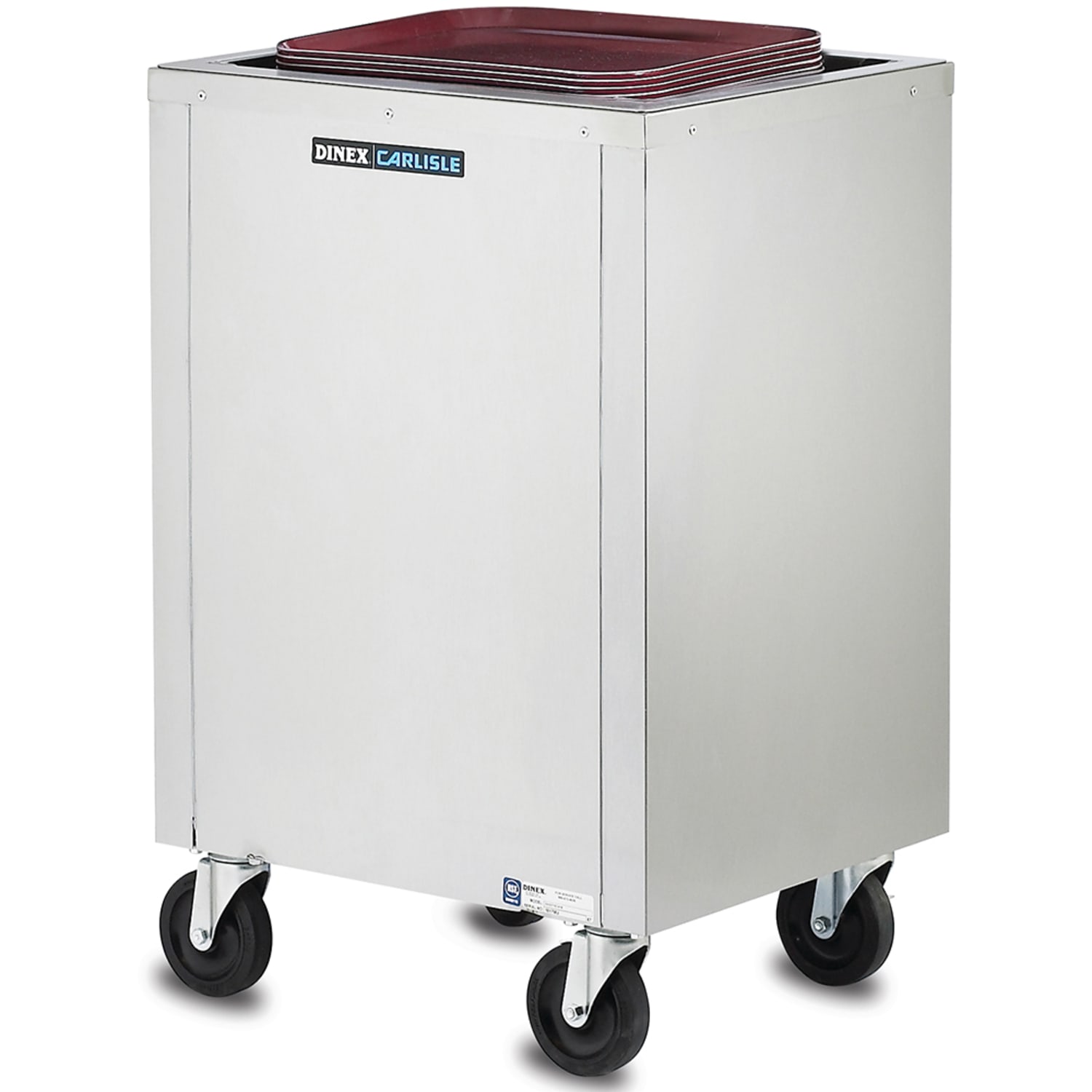 Dinex DXPIDT1E1418 Mobile Enclosed Tray Dispenser w/ 100 Tray Capacity, 14 x 18, 1 Stack, Silver