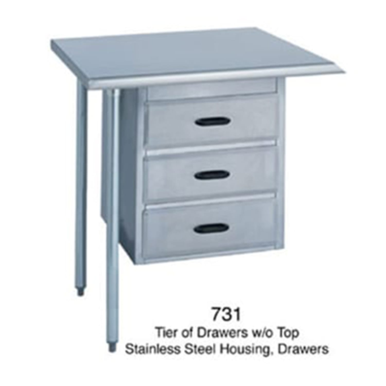 Duke 731 Tier Of 3 Drawers, All Stainless Steel, Factory Installed On Work Tables