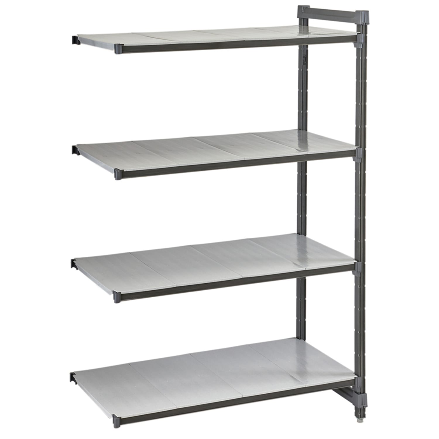 Cambro CBA213064S4580 30 NSF 4-Tier Heavy-Duty Plastic Shelving Unit - Camshelving Basics Plus, 21W, 64H, 4 Tiers, 30"" x 21"" x 64"", Gray