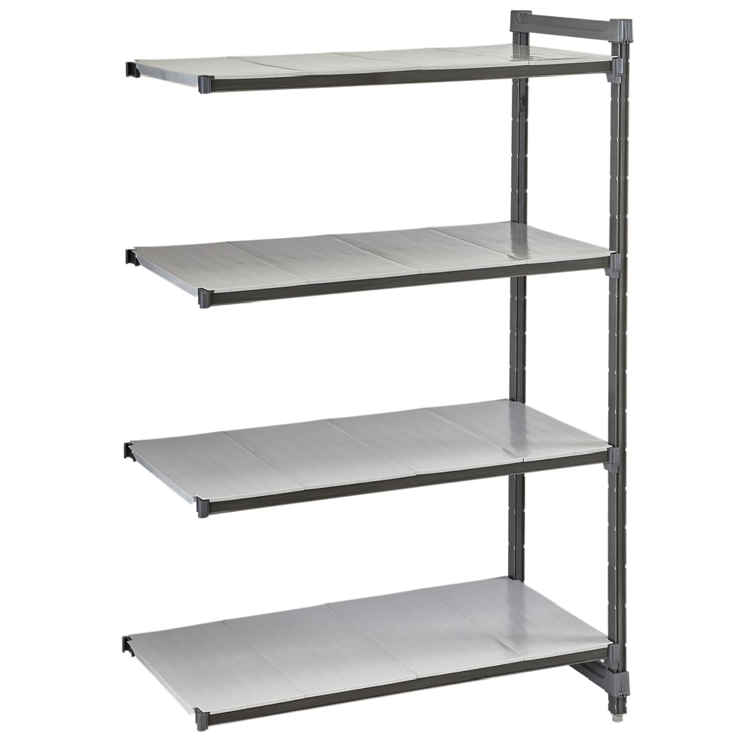 Cambro CBA214264S4580 42 NSF 4-Tier Heavy-Duty Plastic Shelving Unit - Camshelving Basics Plus, 21W, 64H, 4 Tiers, 36"" x 21"" x 84"", Gray