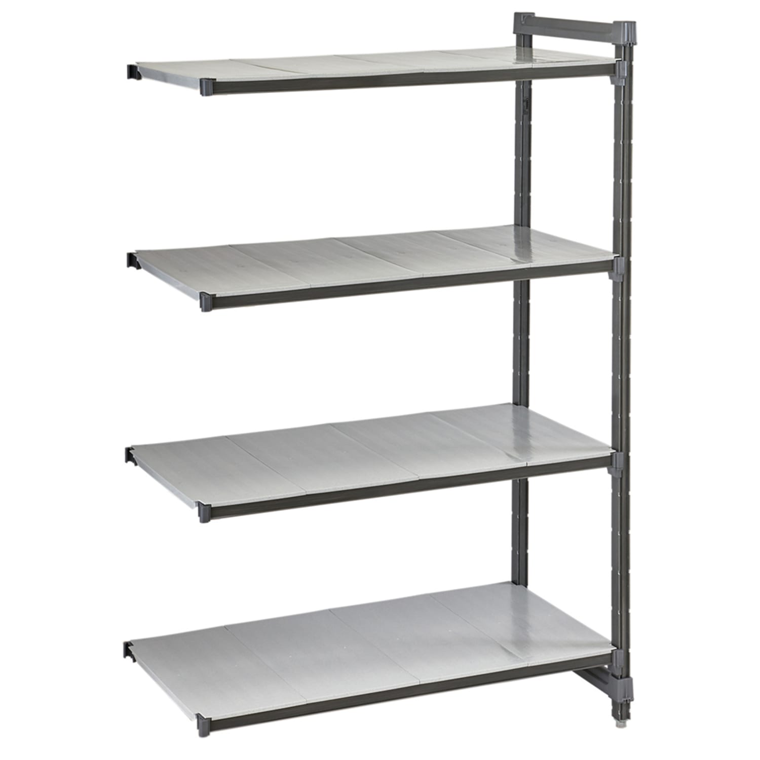 Cambro CBA243684S4580 36 NSF 4-Tier Heavy-Duty Plastic Shelving Unit - Camshelving Basics Plus, 24W, 84H, 24"" x 36"" x 84"", Gray
