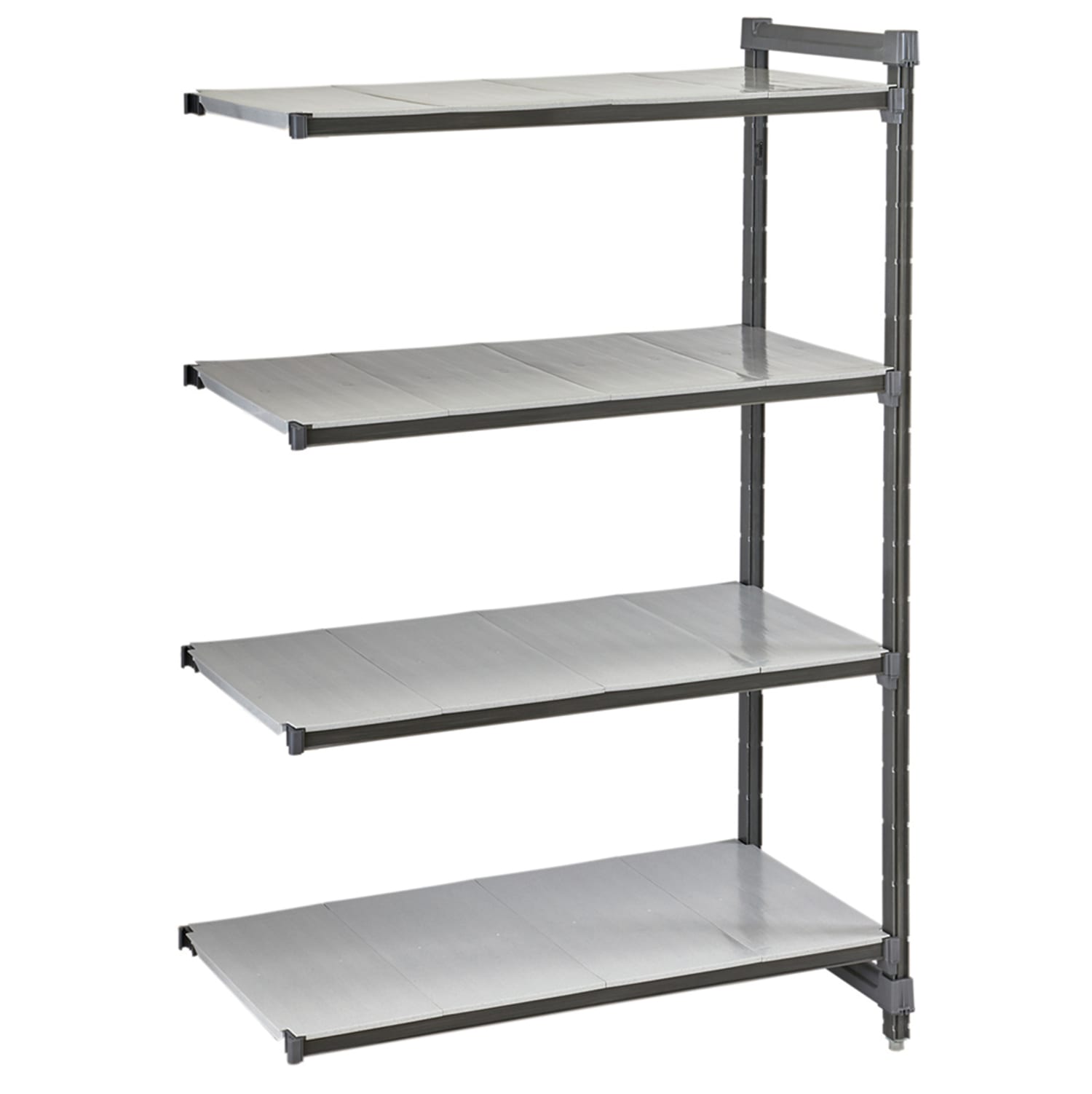 Cambro CBA244884S4580 48 NSF 4-Tier Heavy-Duty Plastic Shelving Unit - Camshelving Basics Plus, 24W, 84H, 4 Tiers, 48"" x 24"" x 84"", Gray