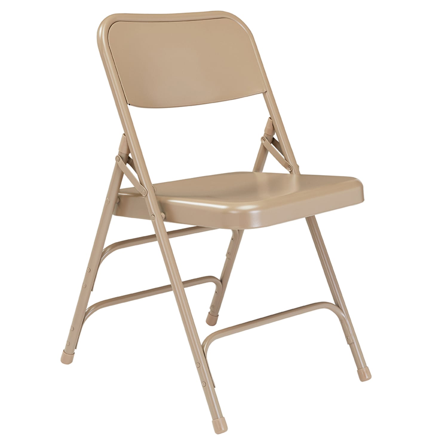 National Public Seating 301 Folding Chair w/ Beige Steel Back & Seat - Steel Frame, Beige, Green, Pack of 4