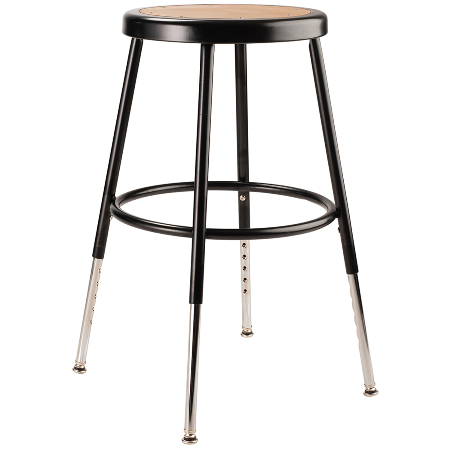National Public Seating 6218H-10 Round Backless Stool w/ Masonite Board Seat, Black