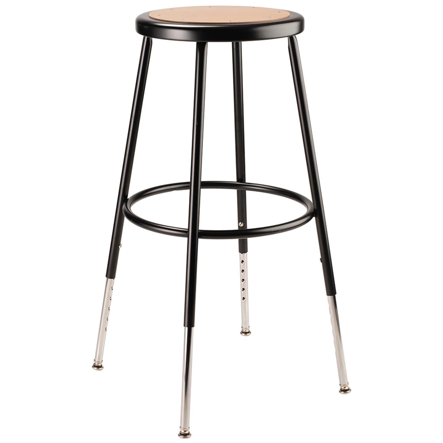 National Public Seating 6224H-10 Round Backless Stool w/ Masonite Board Seat, Black