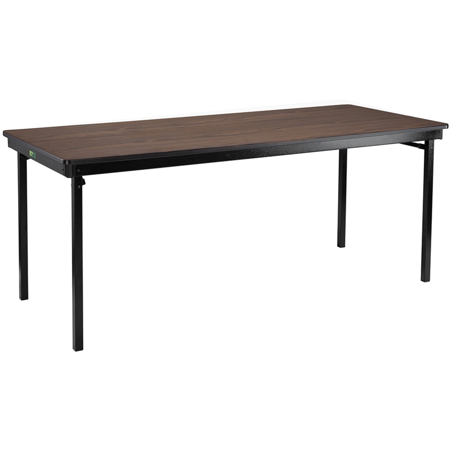 National Public Seating MSFT3696PWEBWT Folding Table w/ Montana Walnut Laminate Top & Black Steel Frame - 96L x 36W x 29H