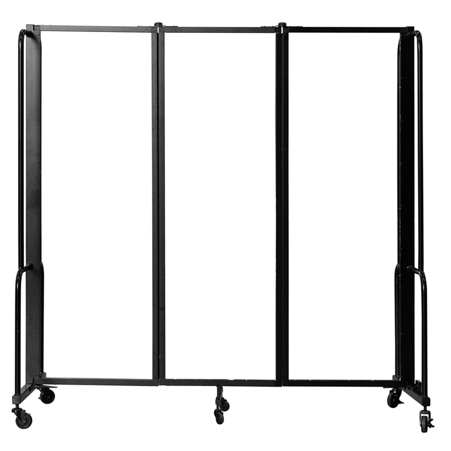 National Public Seating RDB6-3CA 72L Portable Room Divider w/ 3 Clear Acrylic Panels - 6ft High
