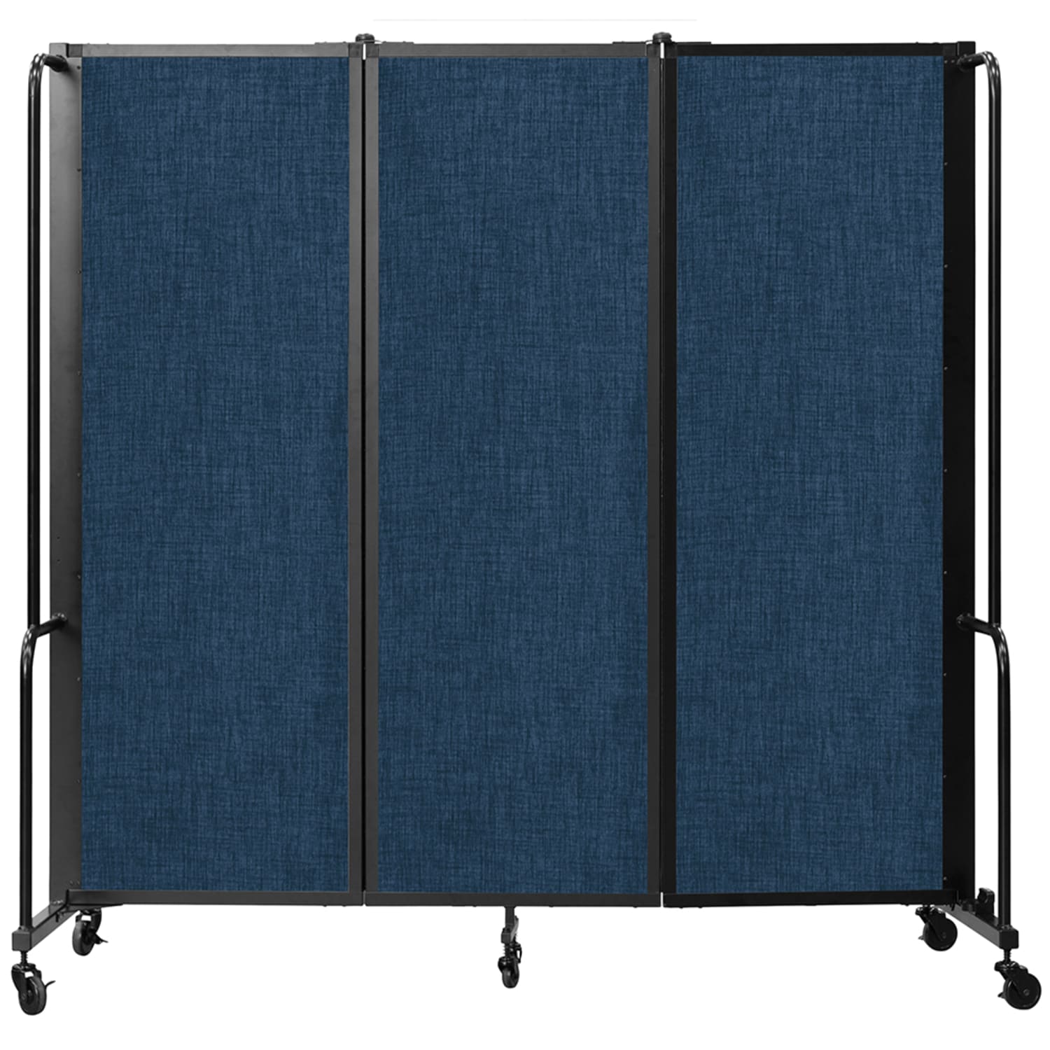 National Public Seating RDB6-3PT04 72L Portable Room Divider w/ 3 Blue PET Panels - 6ft High