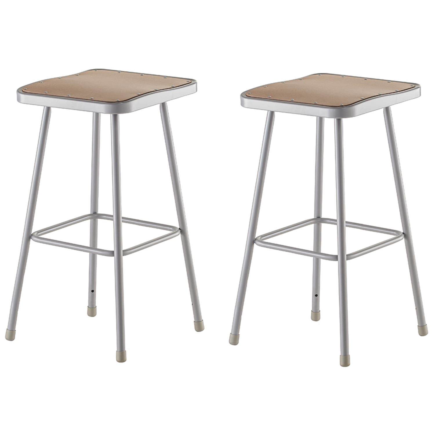 National Public Seating 6330 CR6200 Square Backless Stool w/ Masonite Board Seat, Gray