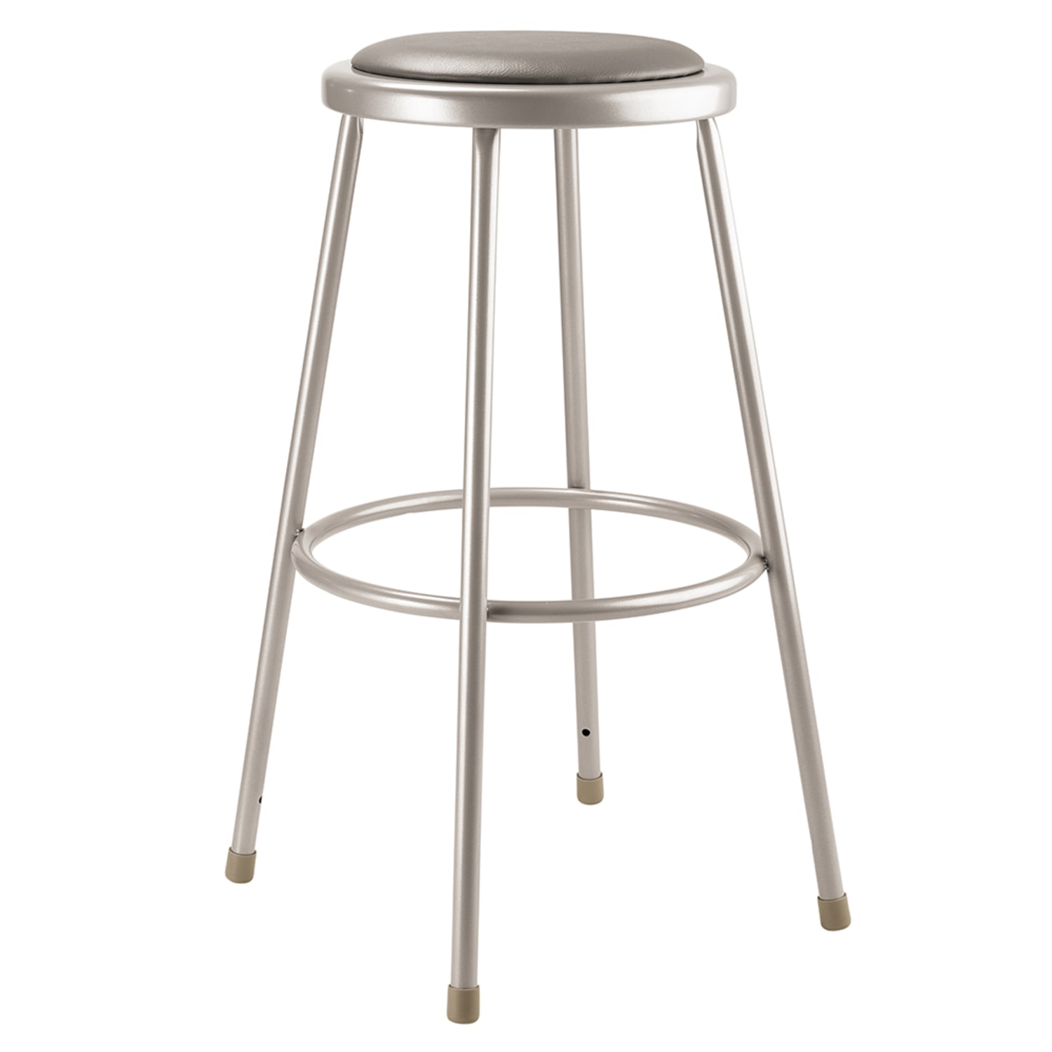 National Public Seating 6430 Round Backless Stool w/ Gray Vinyl Padded Seat, Gray, Pack of 2