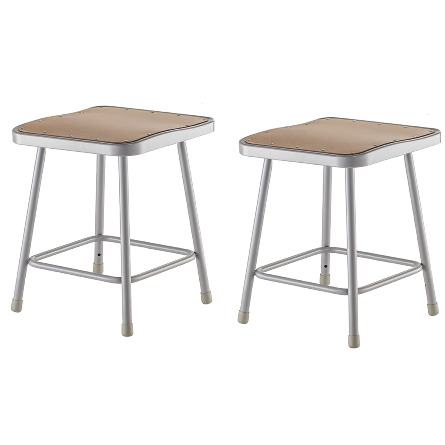 National Public Seating 6318 CR6200 Square Backless Stool w/ Masonite Board Seat, Gray