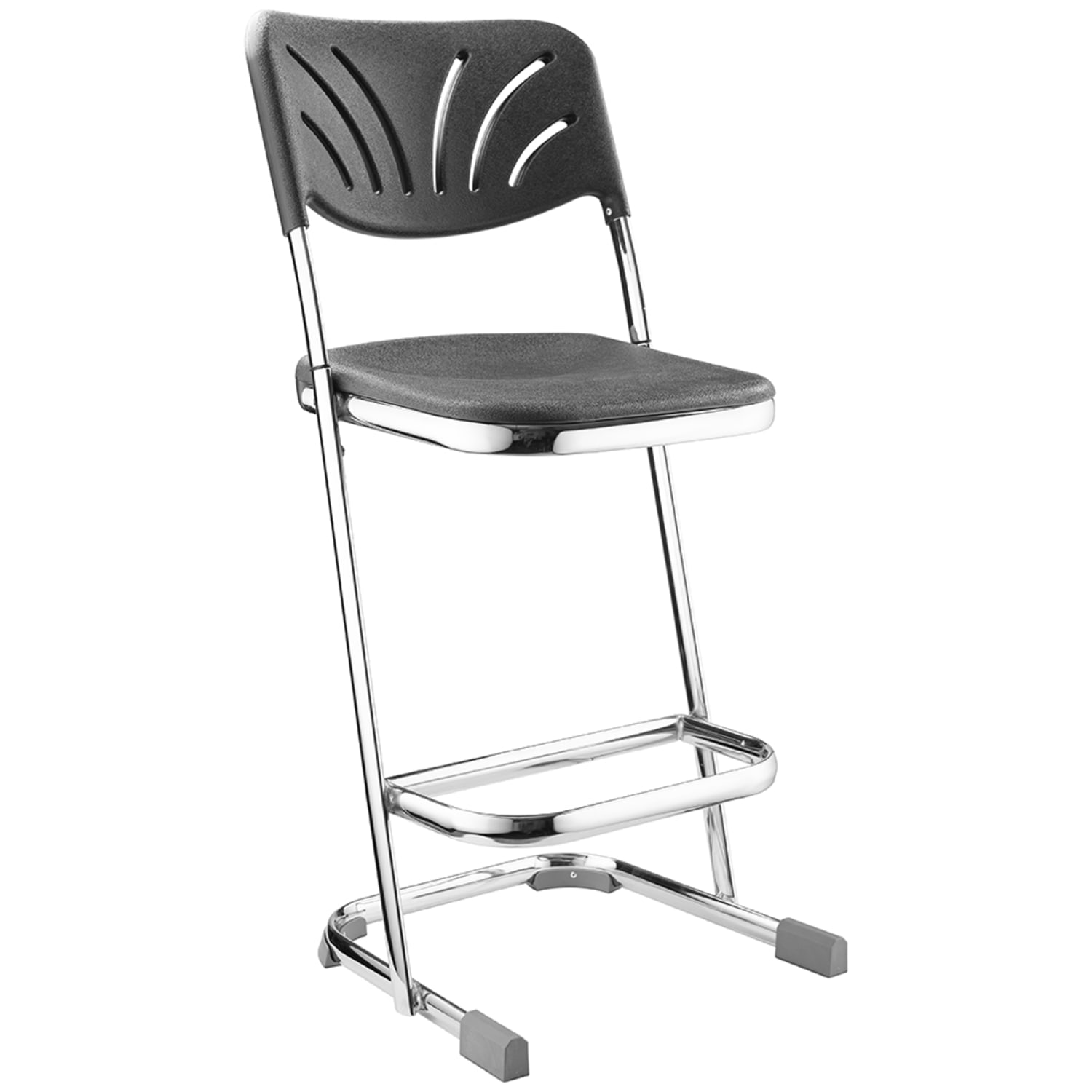 National Public Seating 6624B Elephant Z Stool w/ Black Plastic Back & Black Plastic Seat, Chrome, Pack of 3