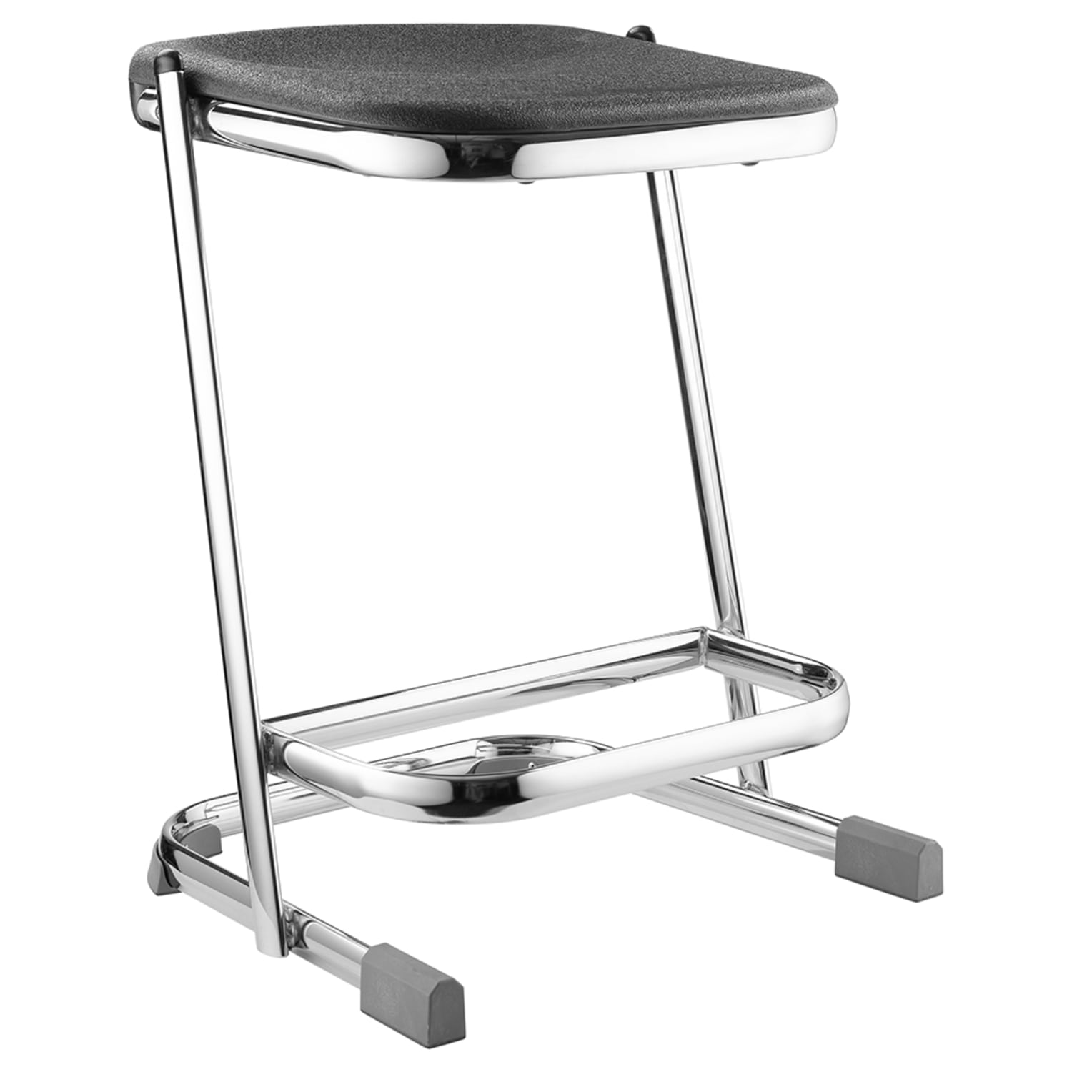 National Public Seating 6622 Backless Elephant Z Stool w/ Black Plastic Seat, Chrome, Pack of 3