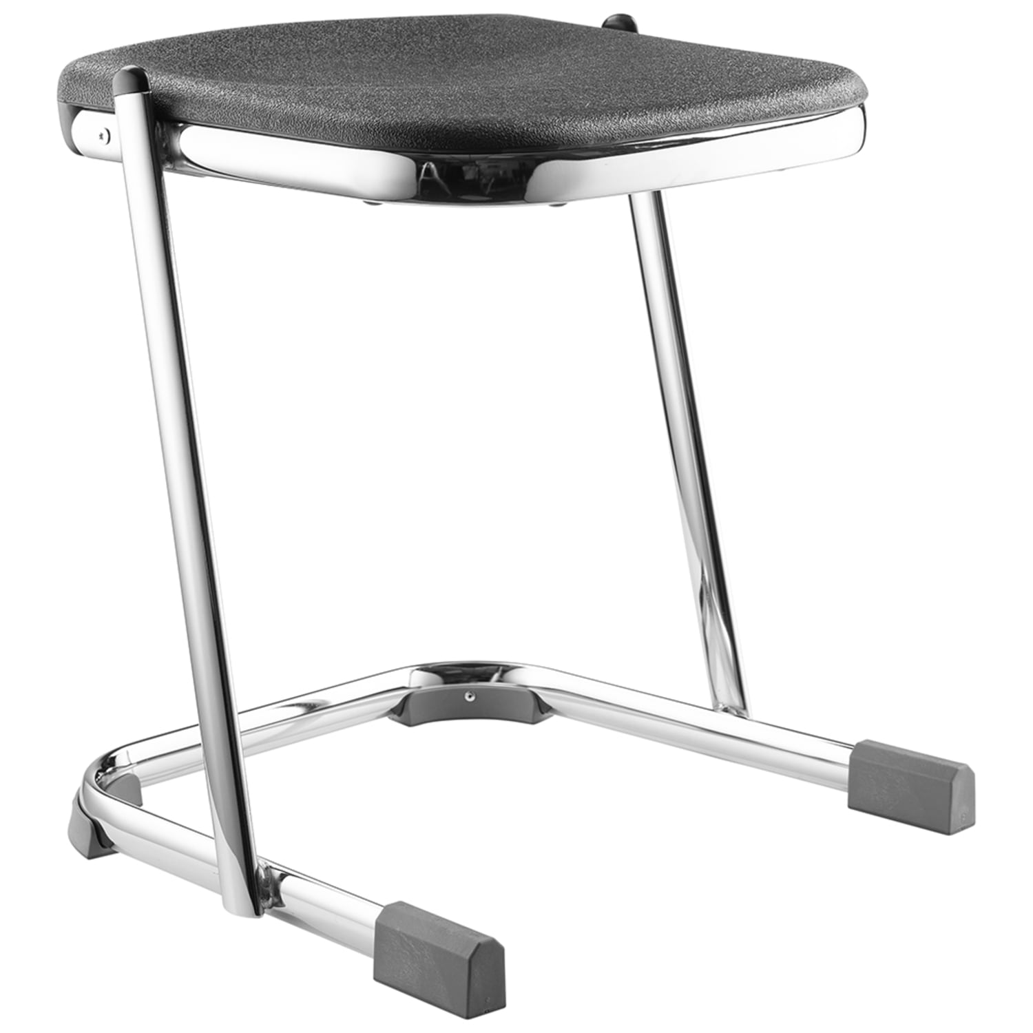 National Public Seating 6618 Backless Elephant Z Stool w/ Black Plastic Seat, Chrome, Pack of 3