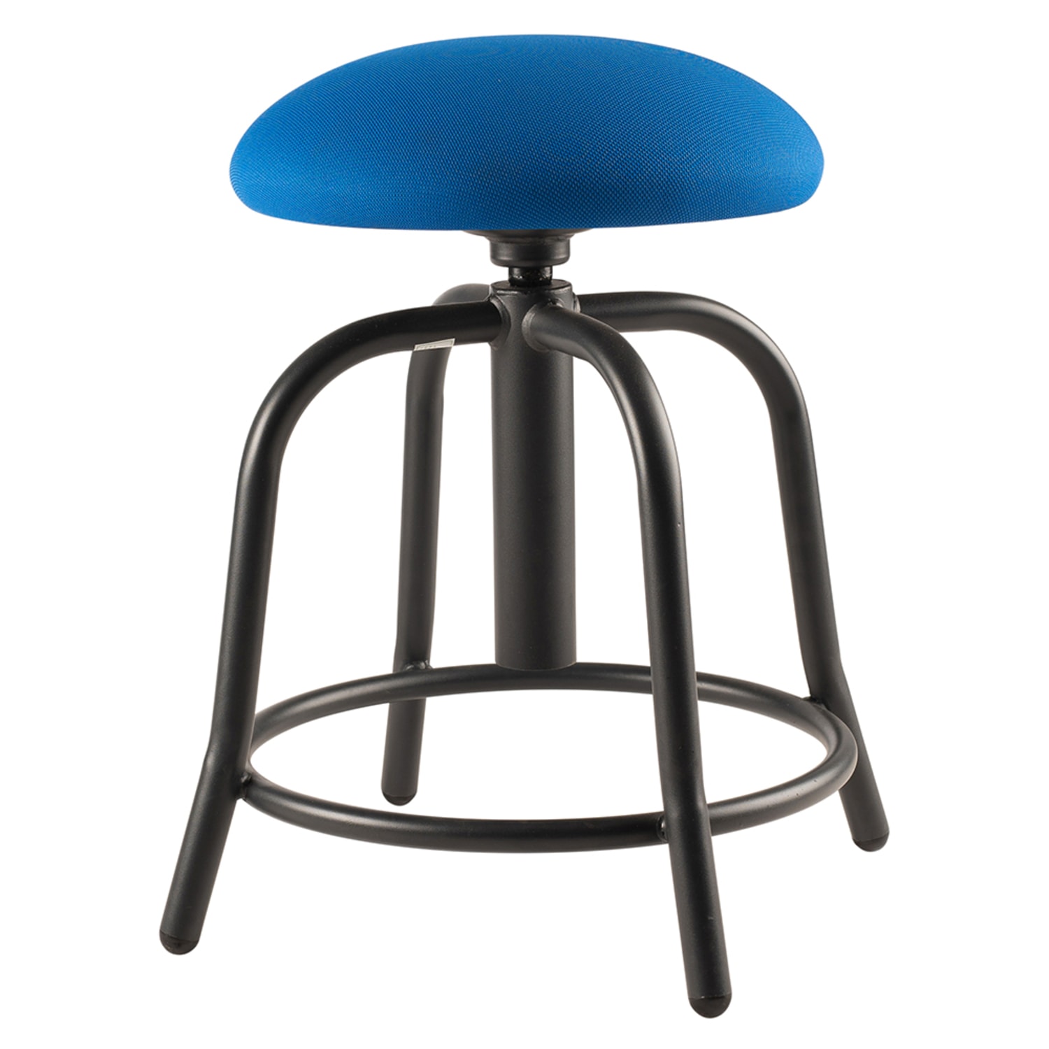 National Public Seating 6825S-10 Round Backless Swivel Stool w/ Cobalt Blue Fabric Seat, Black