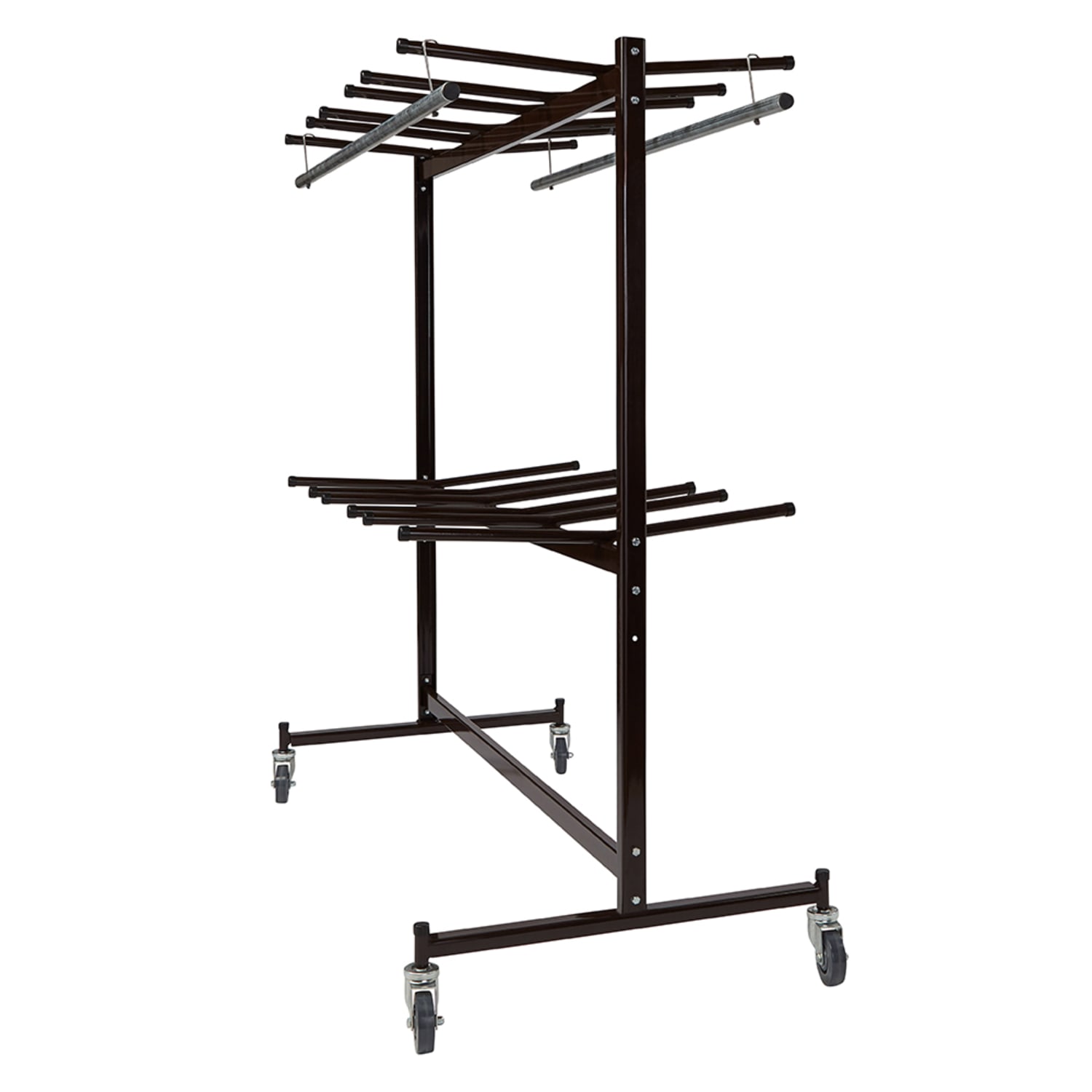 National Public Seating 84-60 Chair Truck w/ Checkerette Bars - 70 Coat or 84 Chair Capacity, Steel, Dark Brown