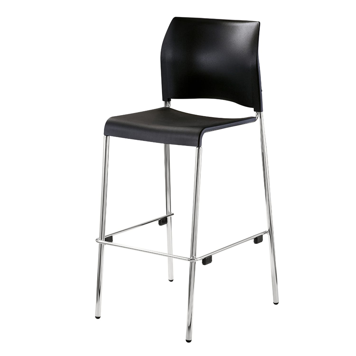 National Public Seating 8810B-11-10 Bar Stool w/ Black Plastic Back & Black Plastic Seat, Silver, Pack of 4