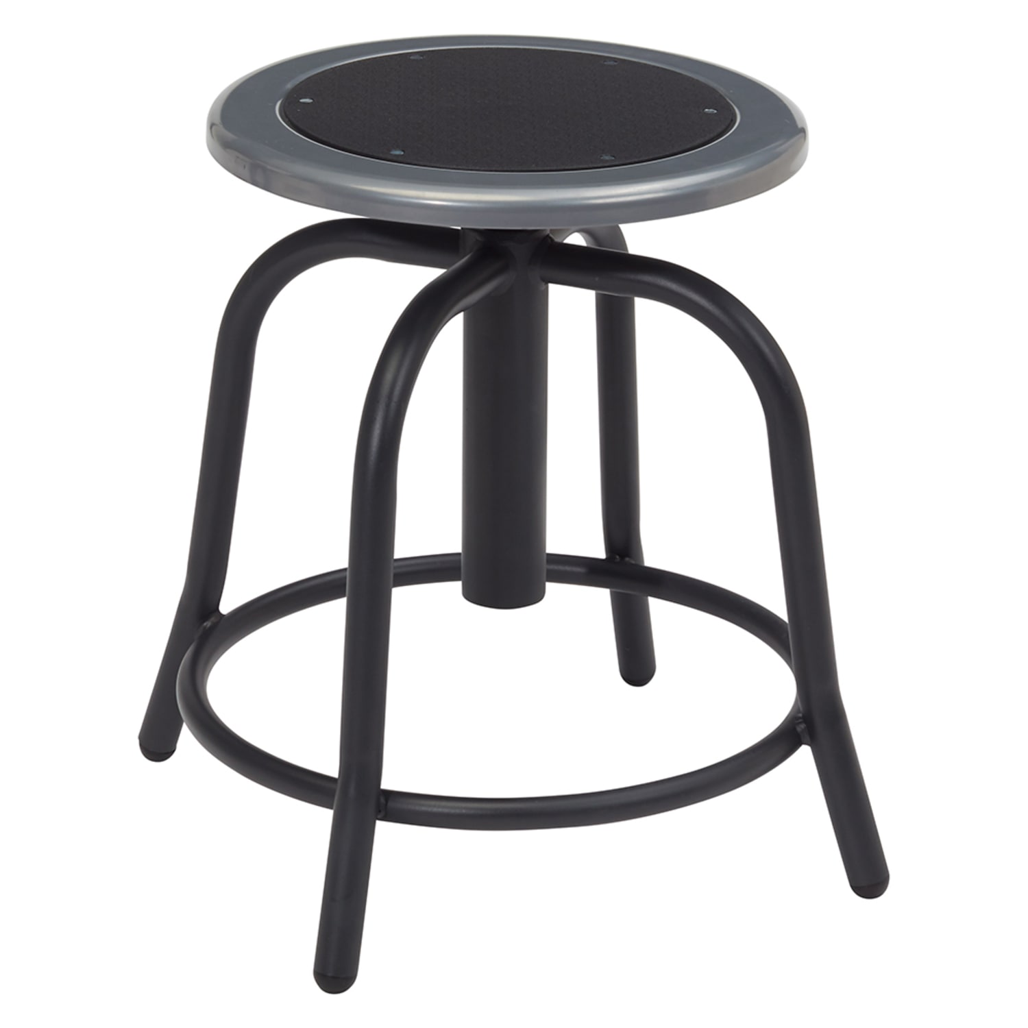 National Public Seating 6810-10 Round Backless Swivel Stool w/ Black Steel Seat, Black