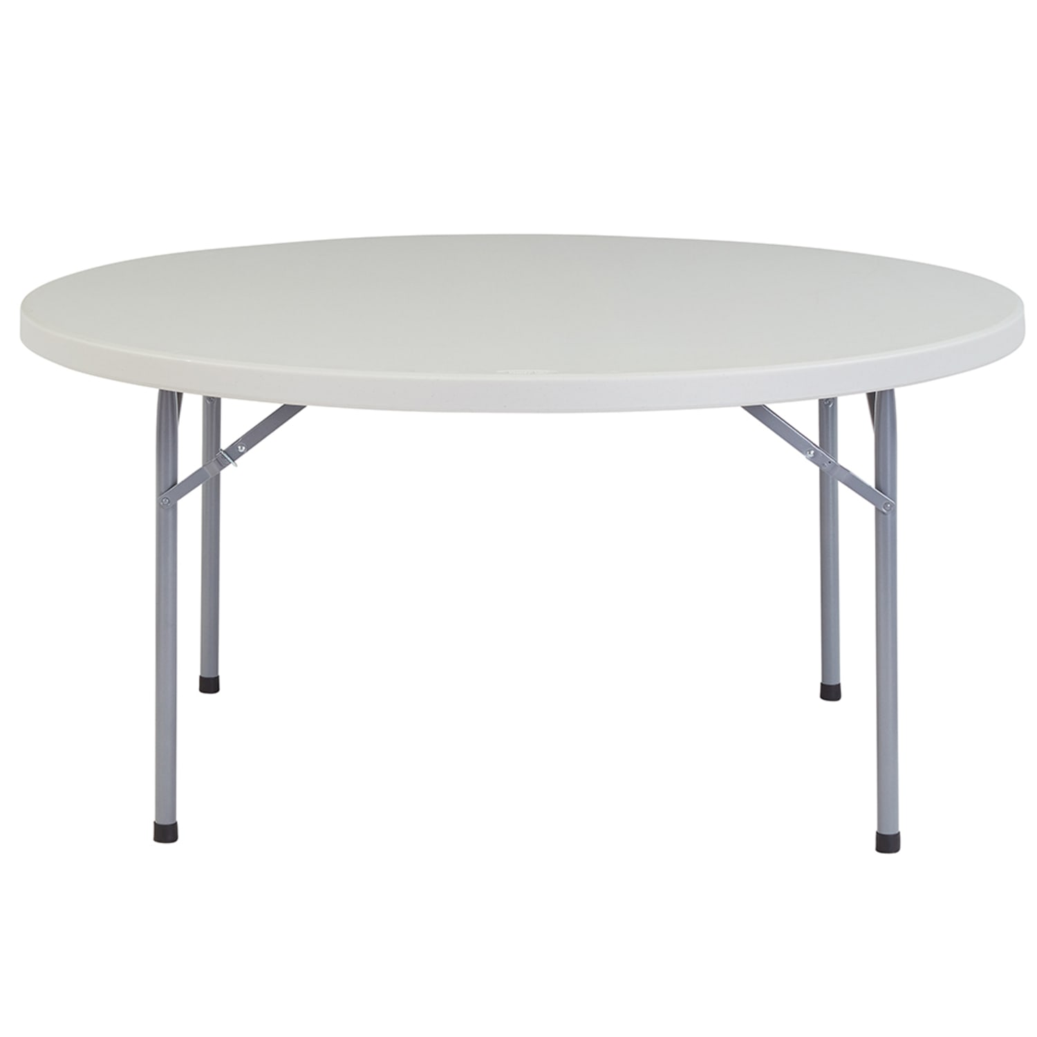 National Public Seating BT60R 60 Round Folding Table w/ Speckled Gray Plastic Top & Gray Steel Frame - 29 1/2H