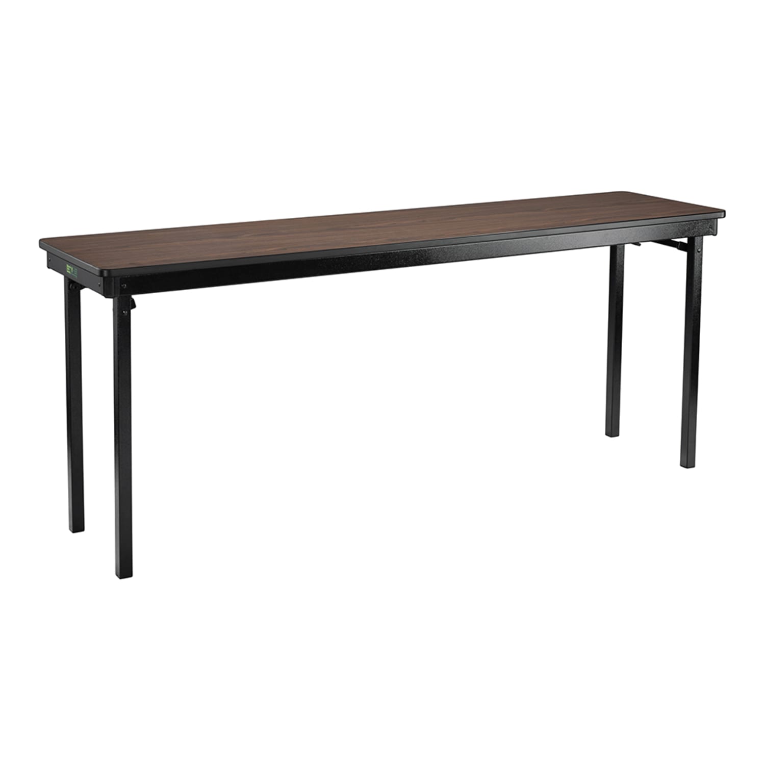 National Public Seating MSFT1860PWEBWT Folding Table w/ Montana Walnut Laminate Top & Black Steel Frame - 60L x 18W x 29H