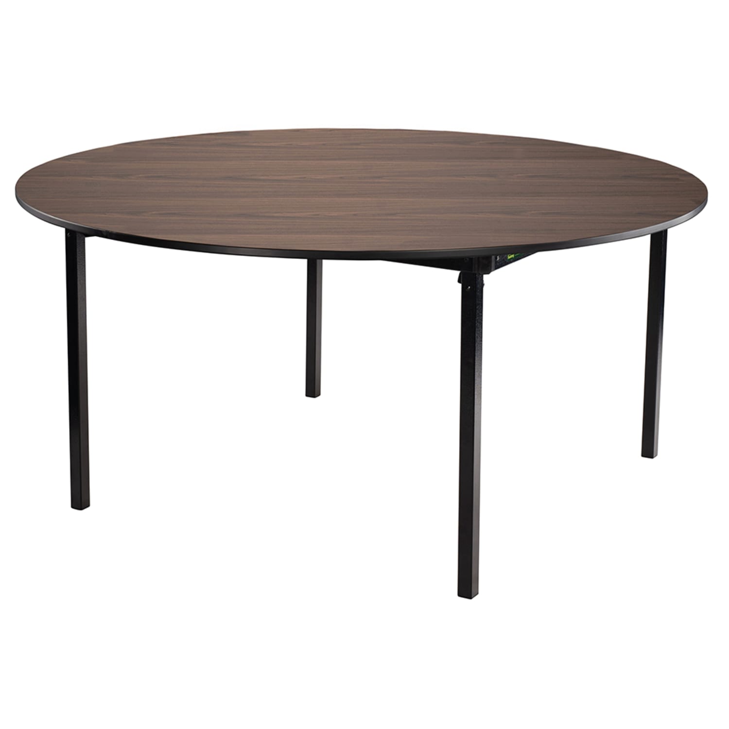 National Public Seating MSFT48RDPWEBWT 48 Round Folding Table w/ Montana Walnut Laminate Top & Black Steel Frame - 29H