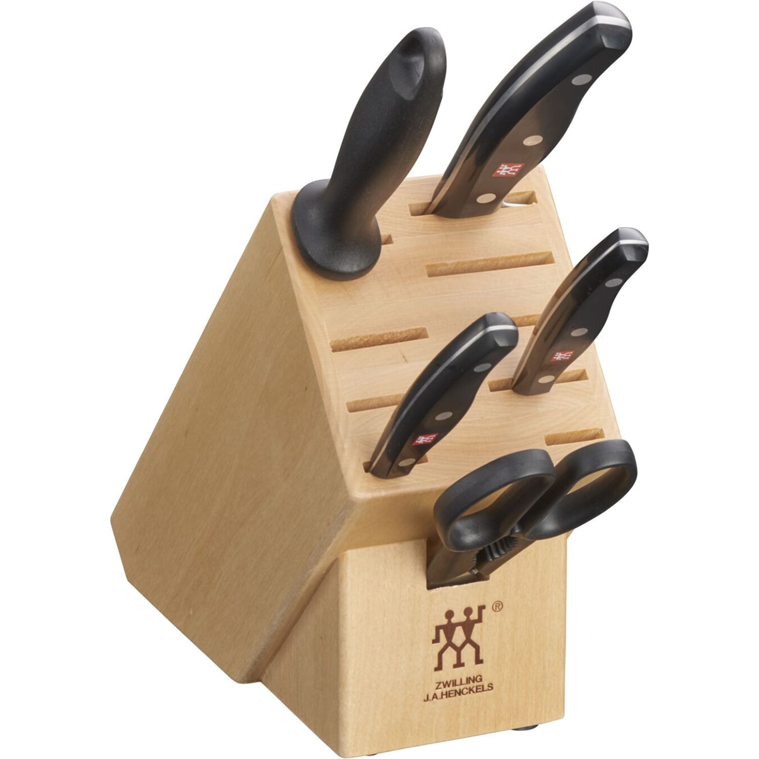 Zwilling 1011756 Twin Signature 6 Piece Knife Set w/ Birchwood Block, Stainless Steel