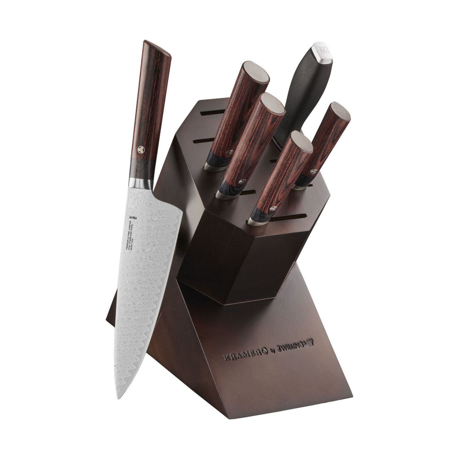Zwilling 1019103 Bob Kramer Meiji 7 Piece Knife Set w/ Wood Block, Stainless Steel